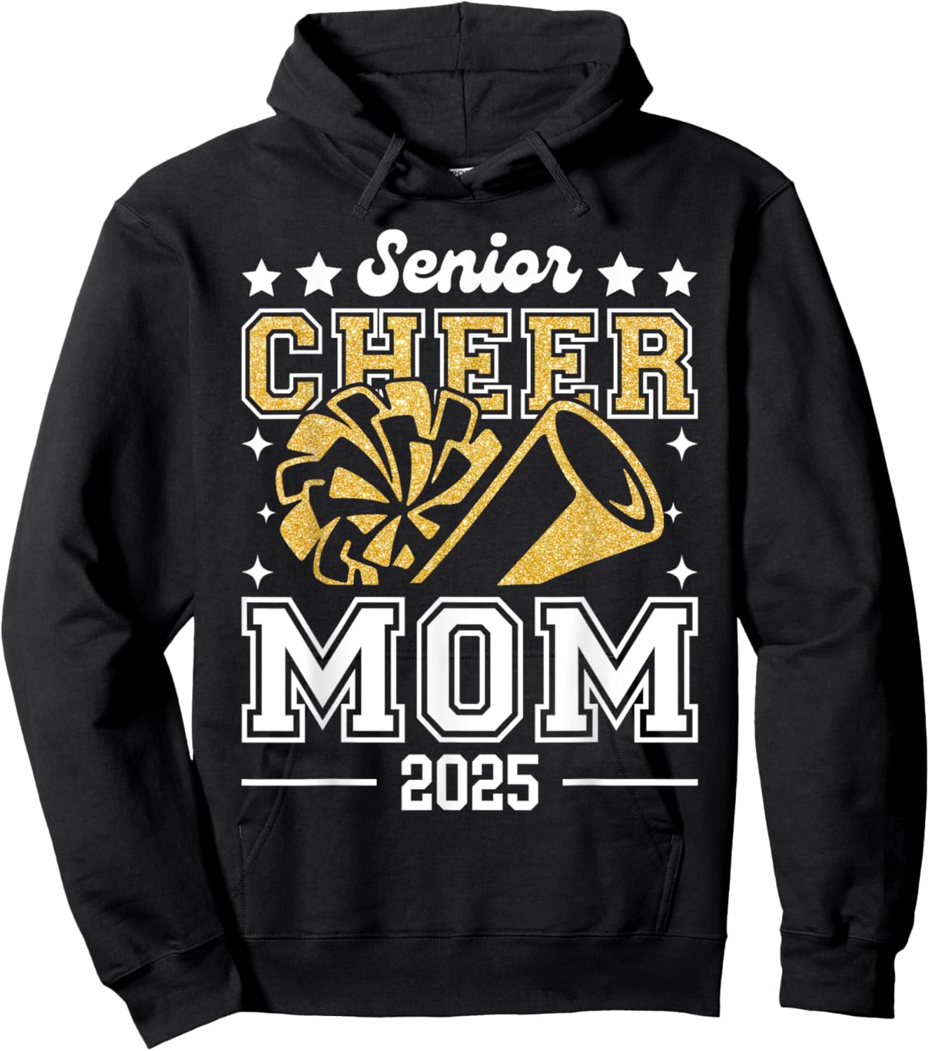 Senior Cheer Mom 2025 Graduation Support Cheerleader Hoodie - Hoodie | Black