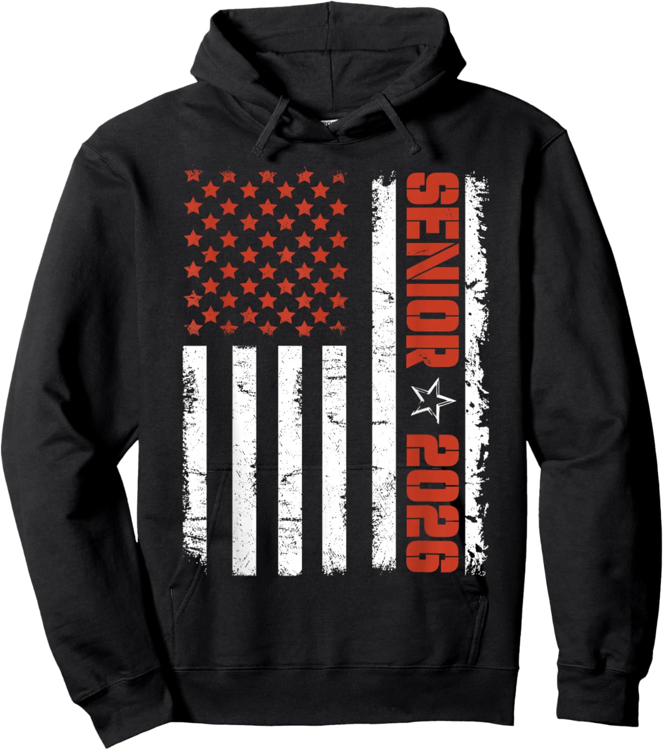 Patriotic Senior 2026 American Flag Class of 2026 Graduation Hoodie - Hoodie | Black