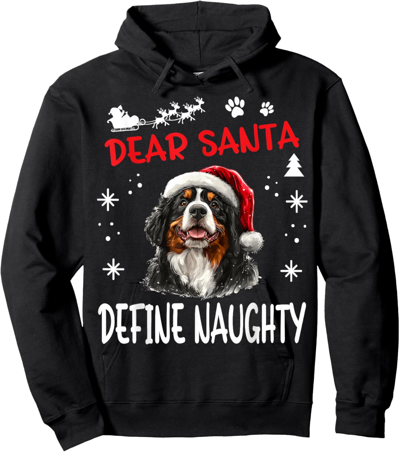 Cute Bernese Mountain Dog Christmas Dear Santa Define Hoodie - Hoodie | Black