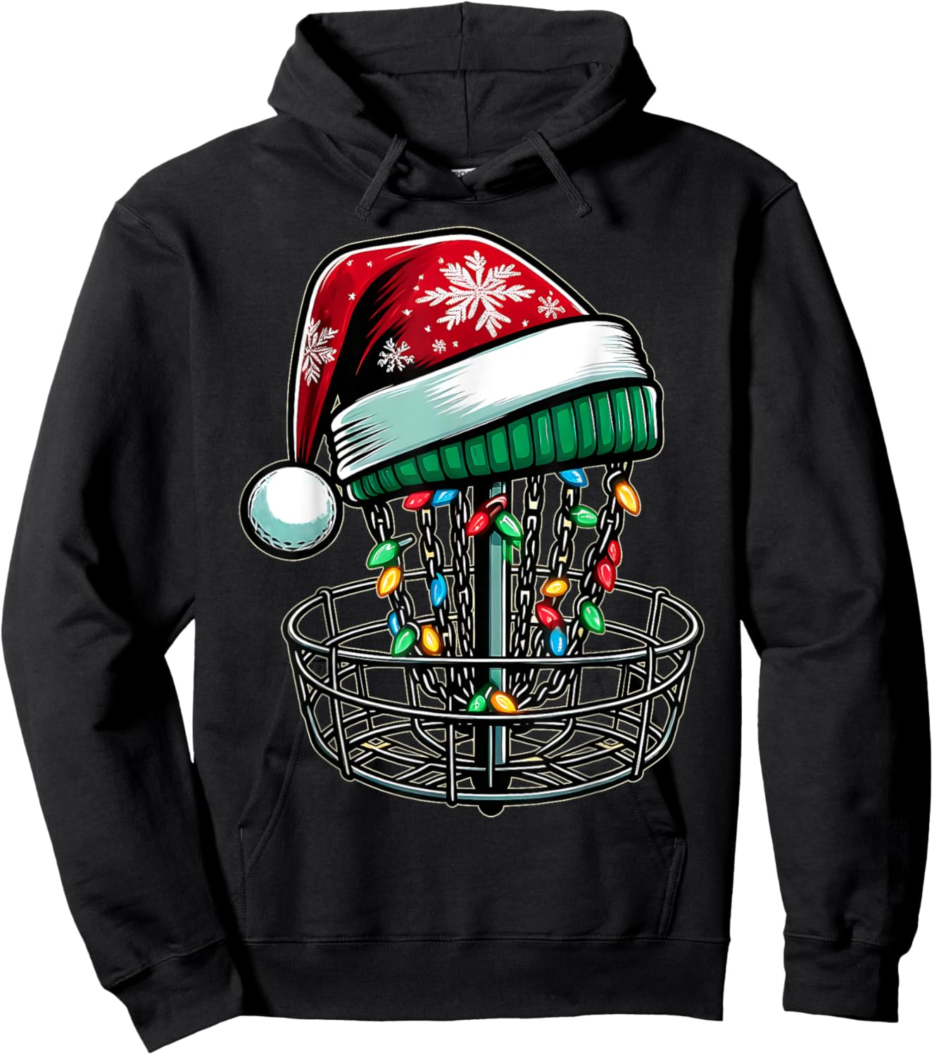 Disc Golf Disc Golfing Disc Golfer Christmas Hat Xmas Hoodie - Hoodie | Black
