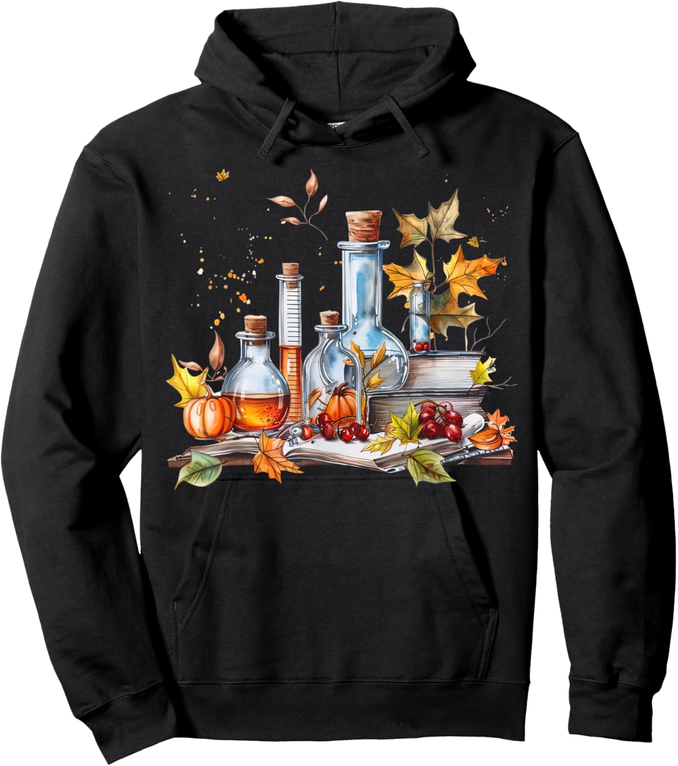 Laboratory Beakers Fall Leaves Chemist Medical Lab Autumn Hoodie - Hoodie | Black