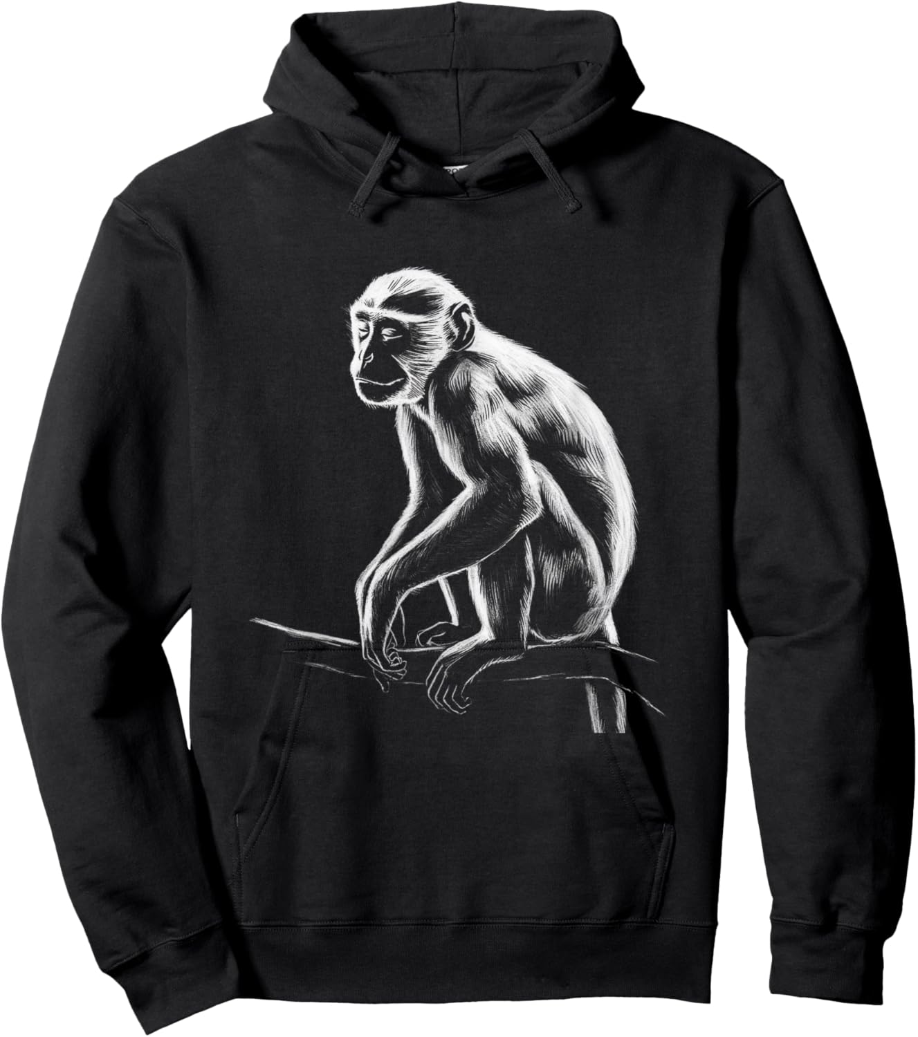 Monkey Drawing Art Graphic Hoodie - Hoodie | Black