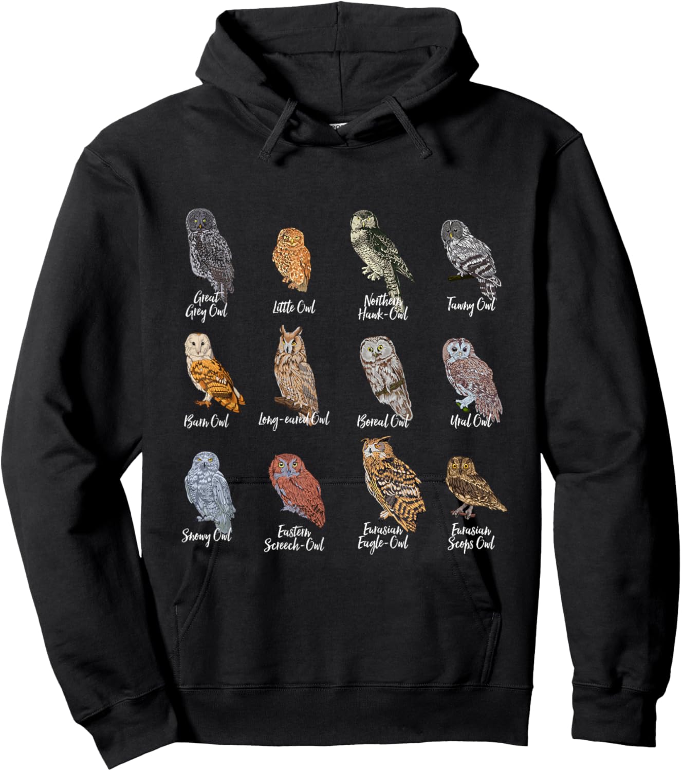 Owl Motifs for Owl Lovers - Owls - Black - Small - Short Sleeve - Polyester - Modern - Owl Pattern - All Seasons - Imported - Machine Wash Hoodie - Hoodie | Black