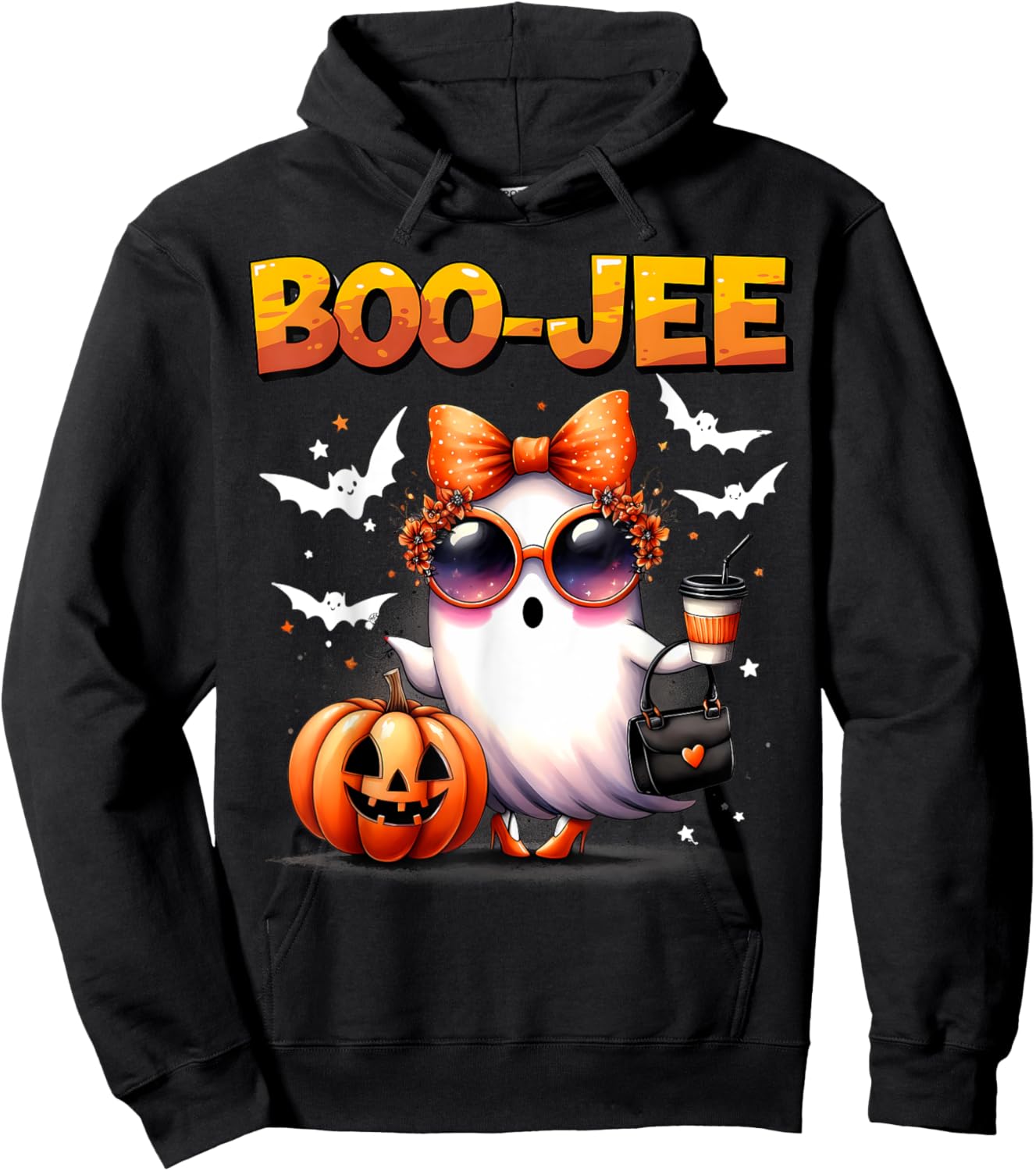 Funny Boo-Jee Ghost Halloween Boo Jee Ghost Spooky Season Hoodie - Hoodie | Black
