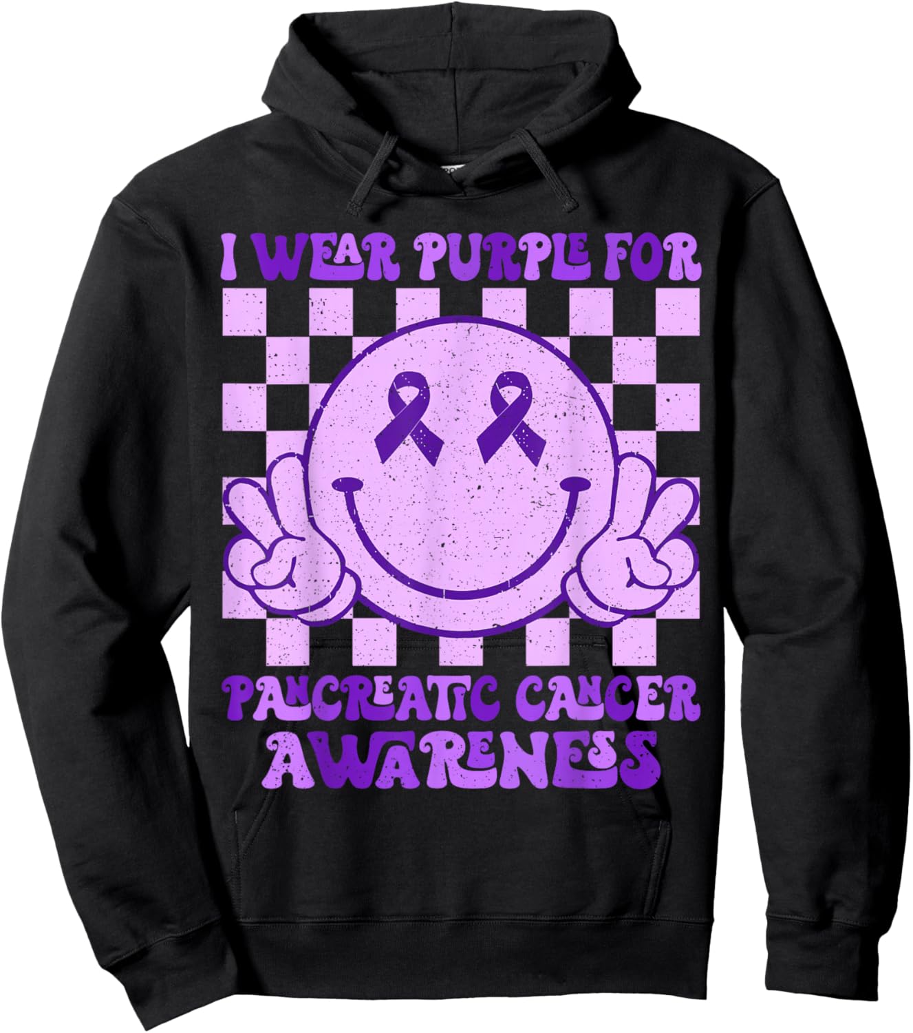 I Wear Purple For Pancreatic Cancer Awareness Men Women kids Hoodie - Hoodie | Black