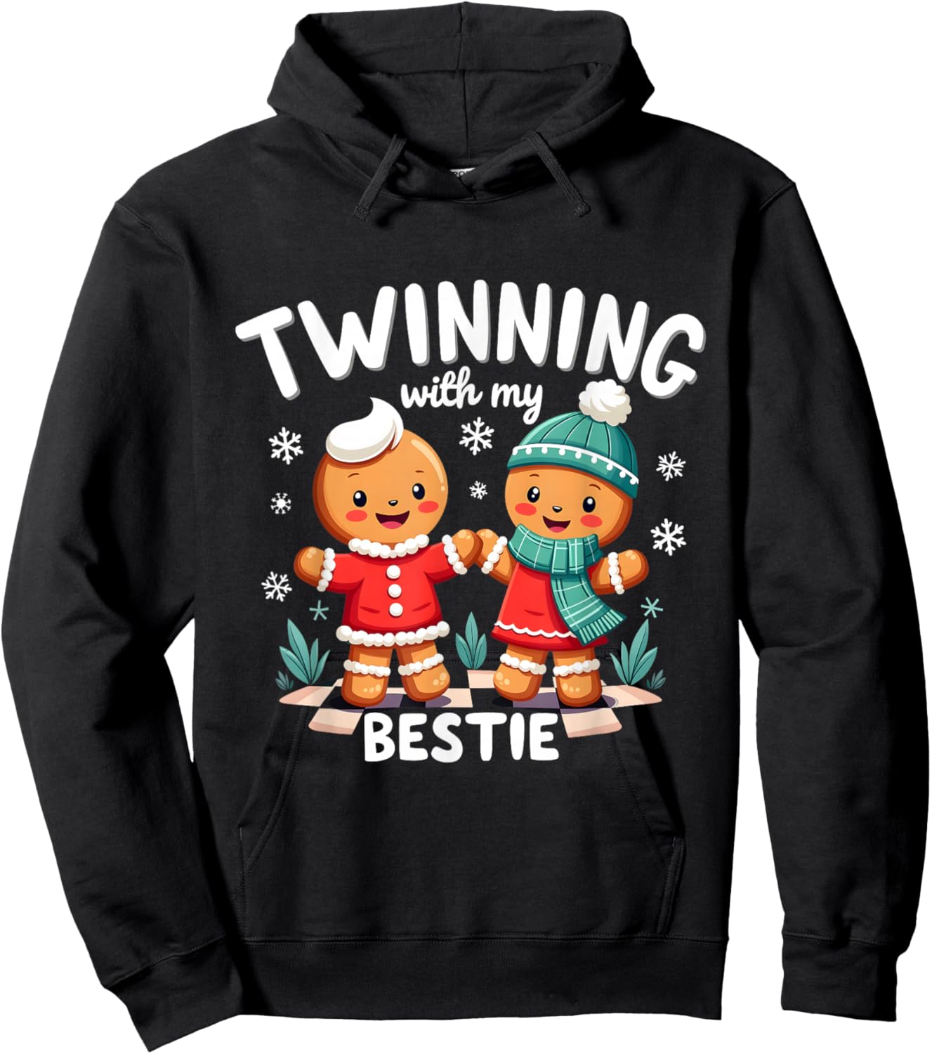 Twinning With My Bestie Christmas Gingerbread Best Friend Hoodie - Hoodie | Black