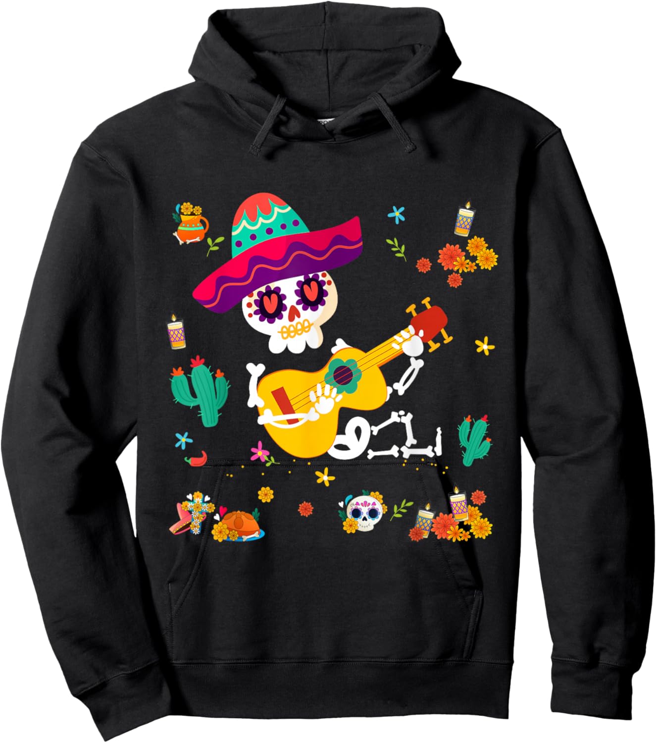 Day of the Dead Kids T Shirts Dia De Los Muertos Sugar Skull Hoodie - Hoodie | Black