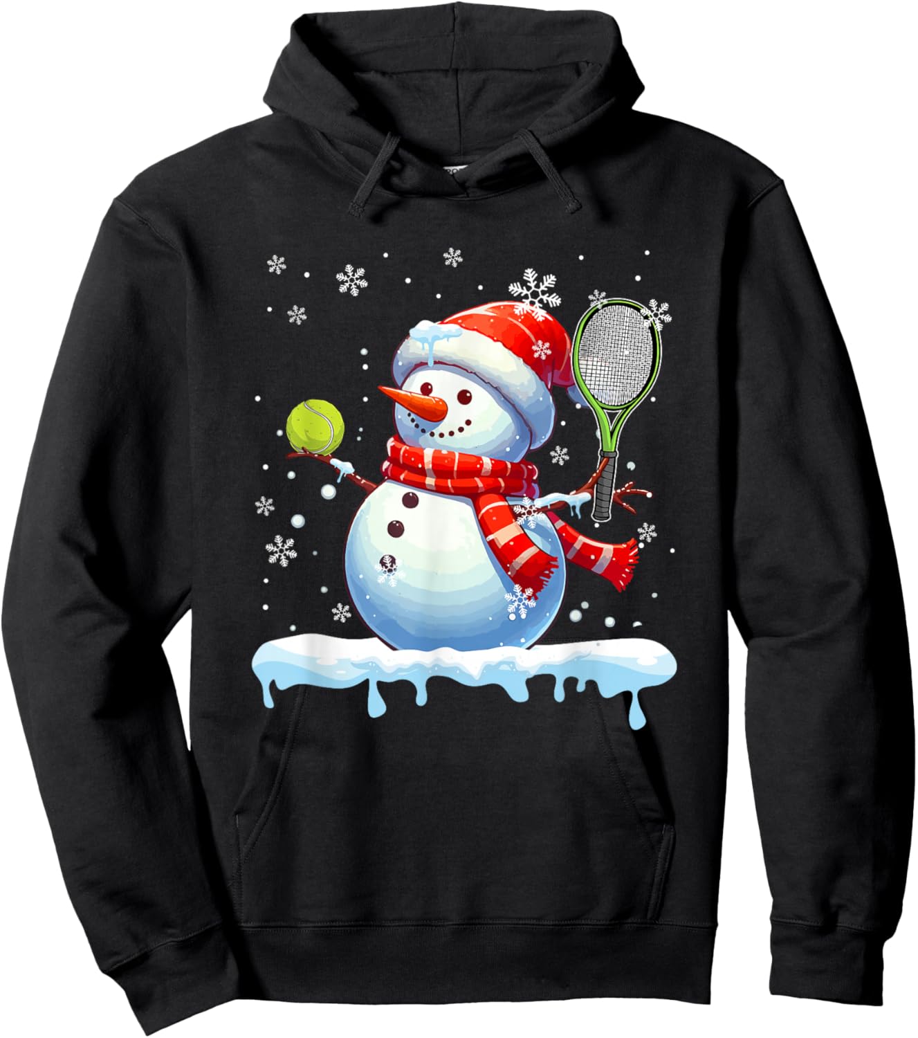 Snowman Playing Tennis Christmas Player Fan Lover Kids Hoodie - Hoodie | Black