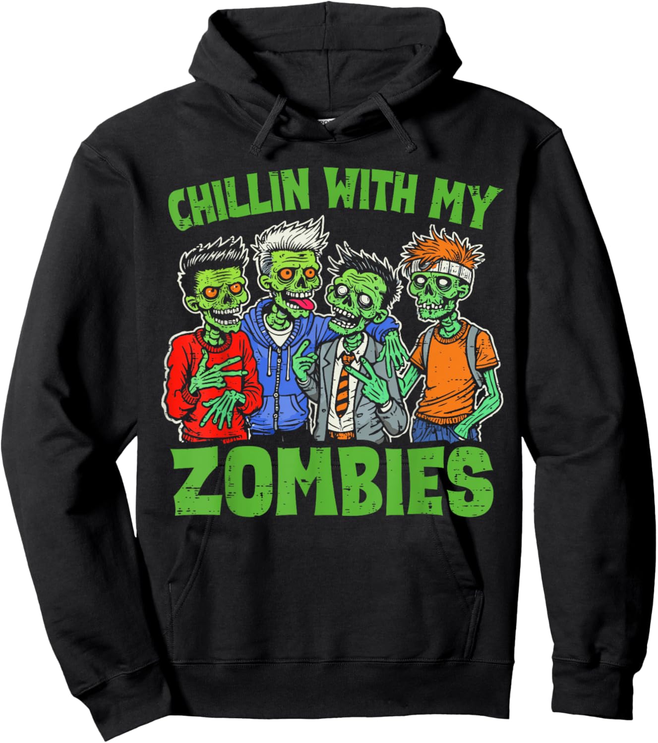 Chillin With My Zombies Halloween Funny Zombie Kids Boys Hoodie - Hoodie | Black