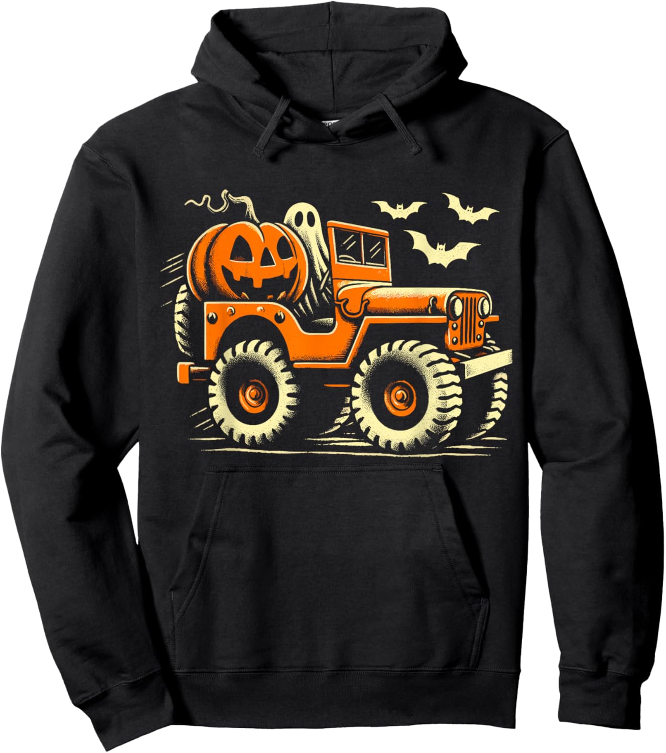 Halloween Monster Truck Ghost Hoodie - Hoodie | Black