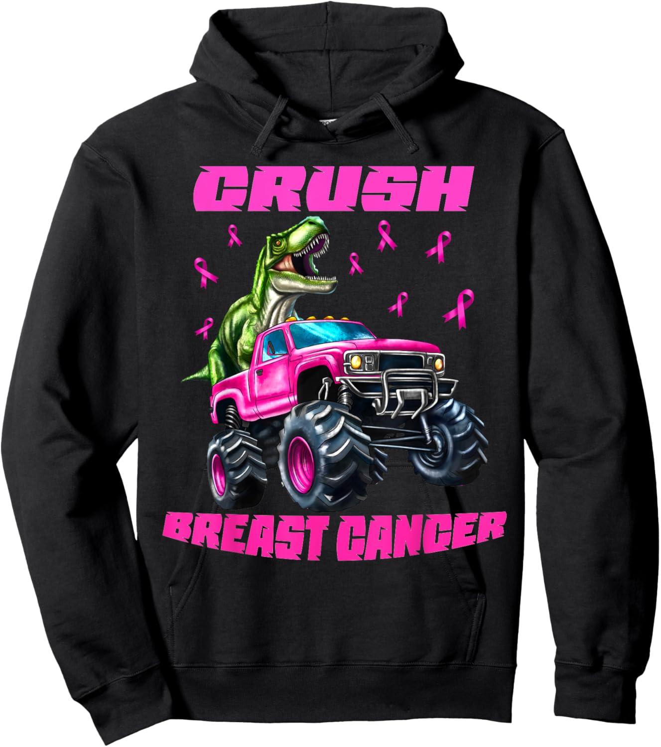 Crush Breast Cancer Monster Truck Wear Pink Hoodie - Hoodie | Black