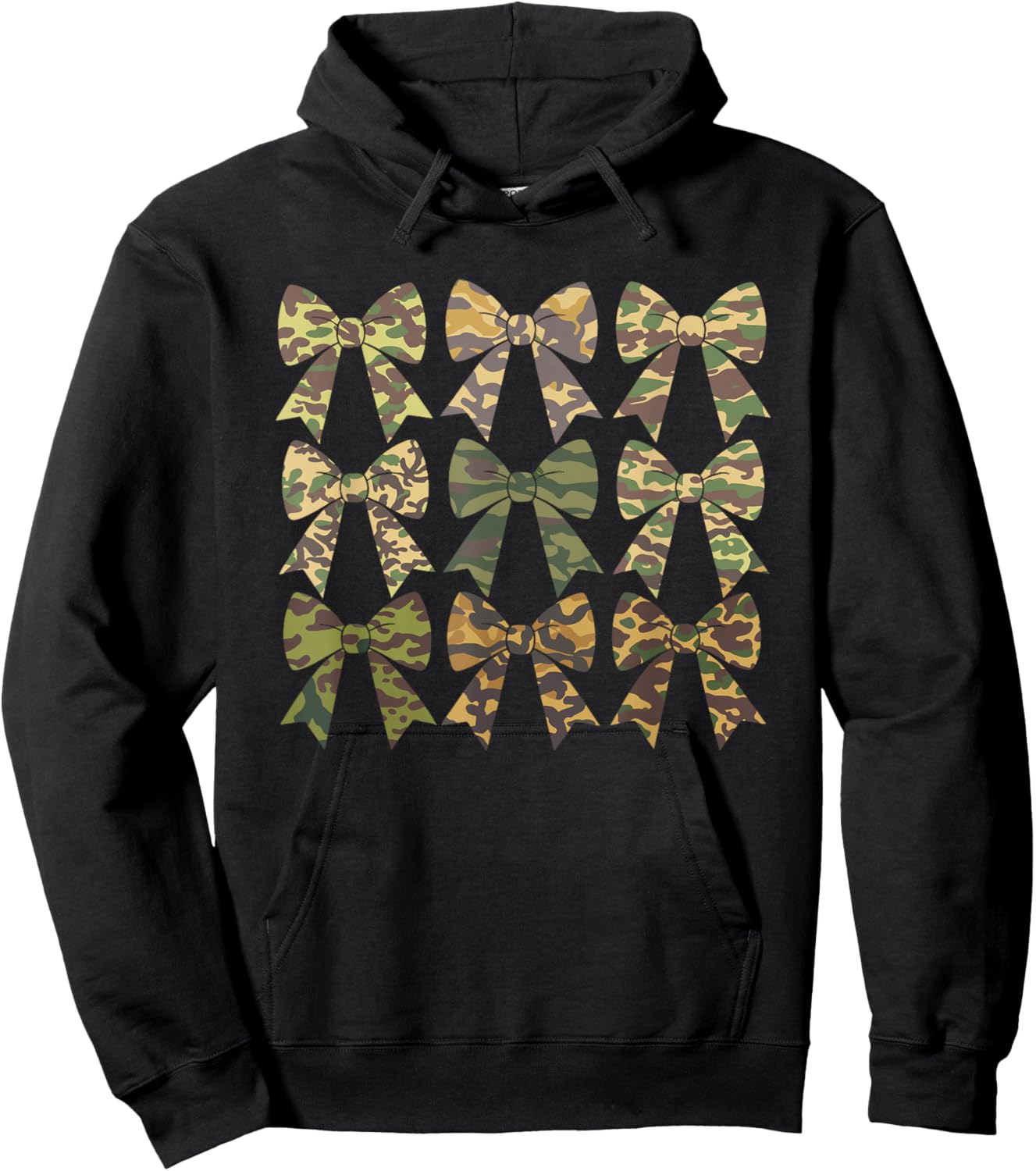 Camouflage Old Camo Bow Camo Coquette Bow Hunting Women Girl Hoodie - Hoodie | Black