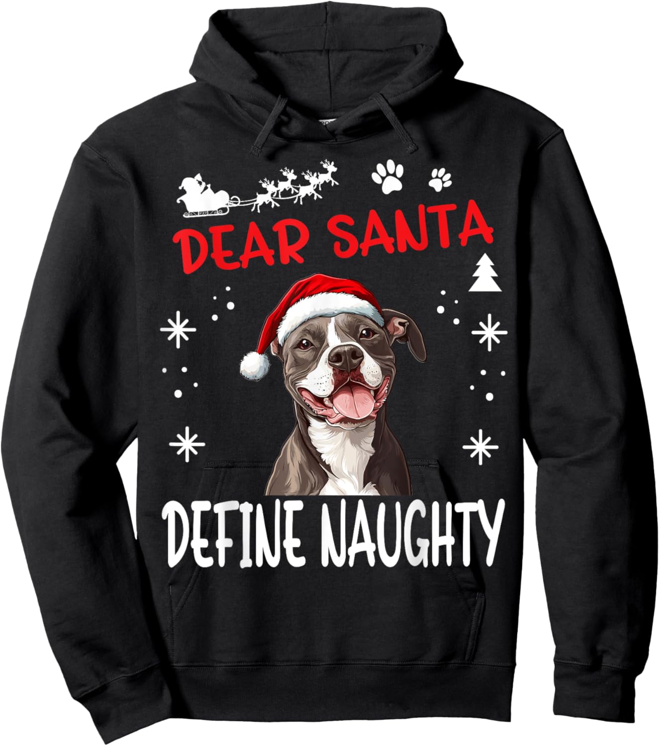 Cute American Staffordshire Terrier Dog Christmas Dear Santa Hoodie - Hoodie | Black