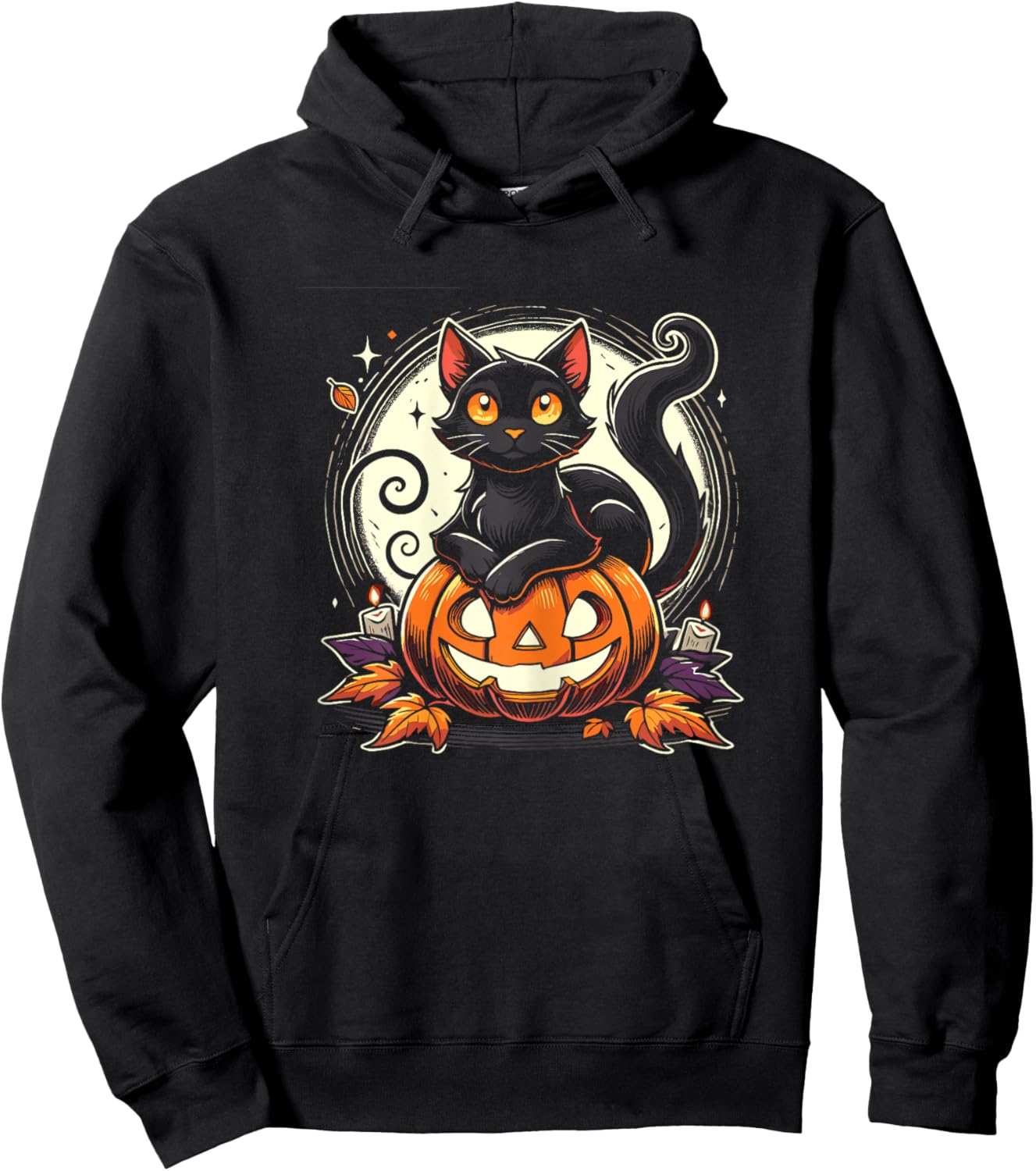 Black Halloween Cat Shirt Retro Fall Costume Hoodie - Hoodie | Black