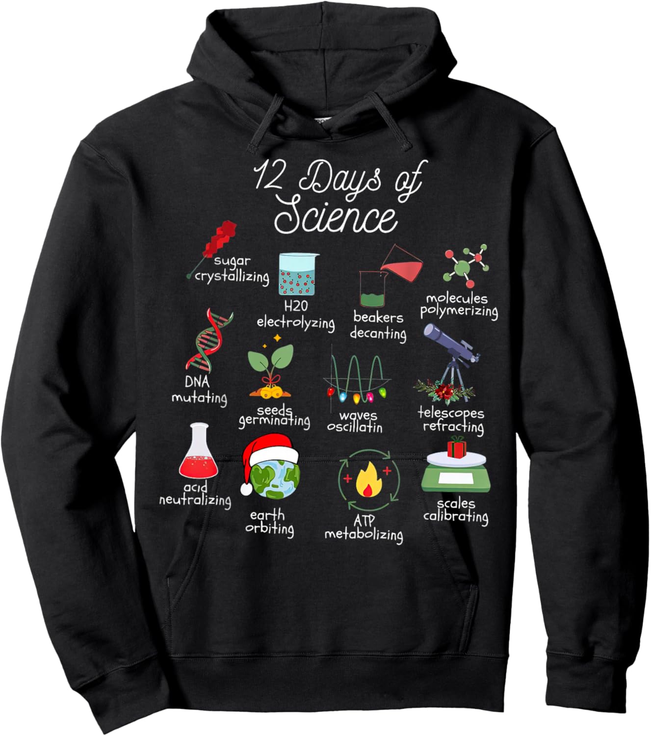 12 Days Of Science Christmas Chemistry Teacher Funny Hoodie - Hoodie | Black