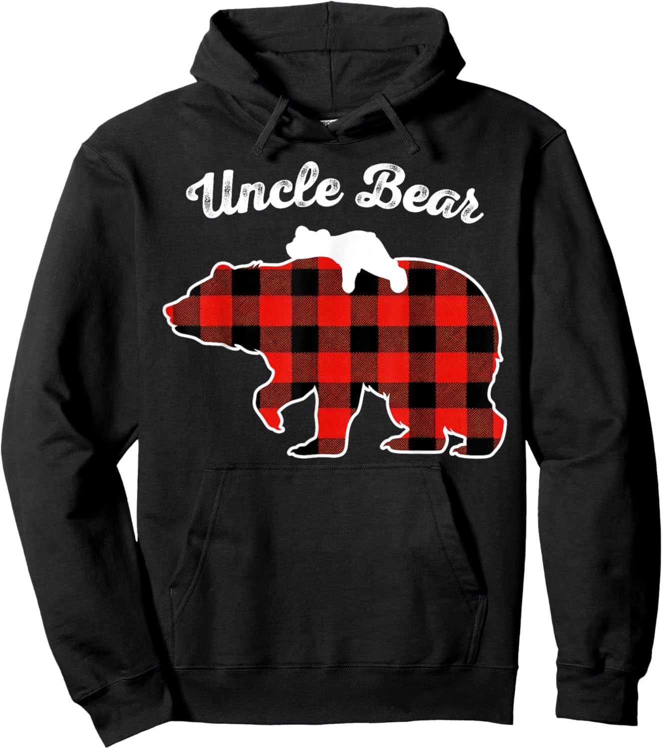 Uncle Bear Flannel Red Plaid Pajama Family Matching XMAS Hoodie - Hoodie | Black