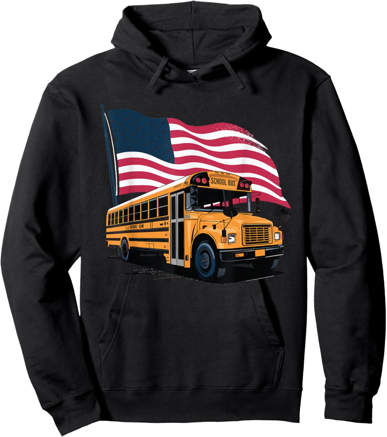 School Bus Driver USA Flag Hoodie - Hoodie | Black