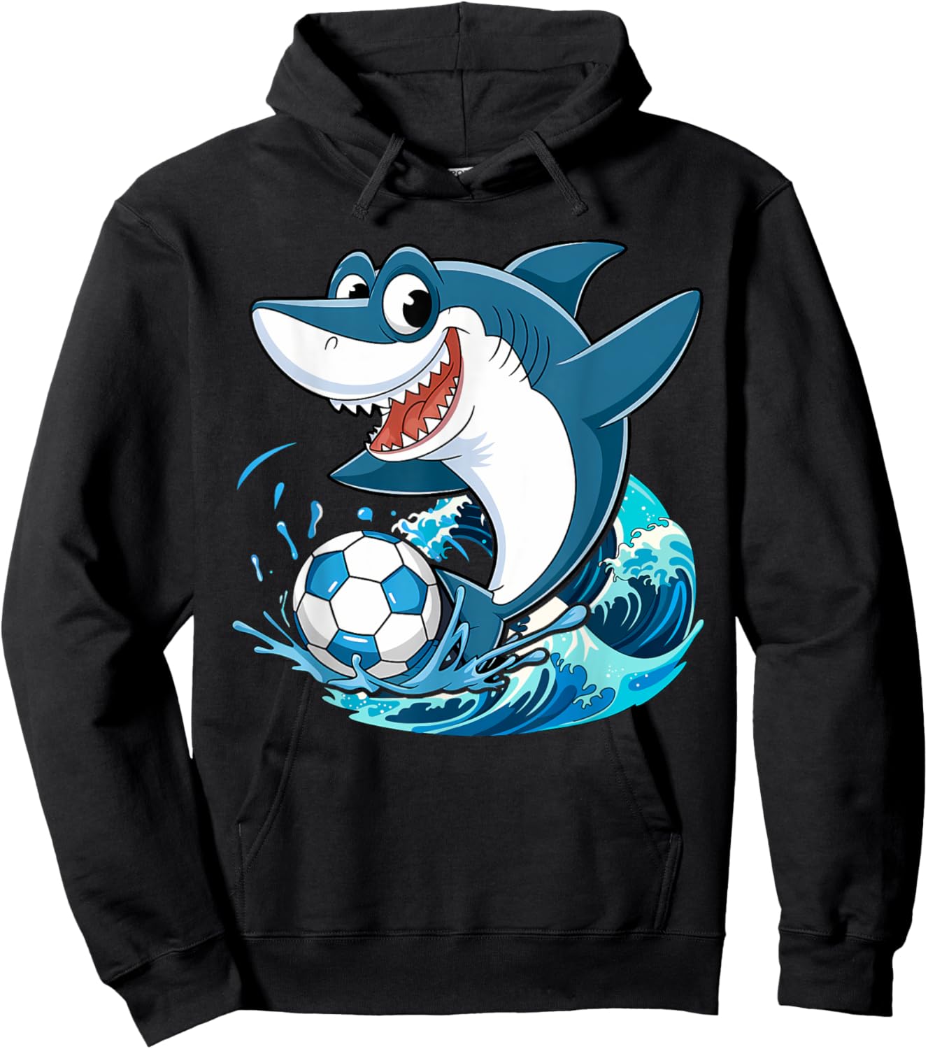 Soccer Shark Playing Ball Cool Animal Sports Lovers Hoodie - Hoodie | Black
