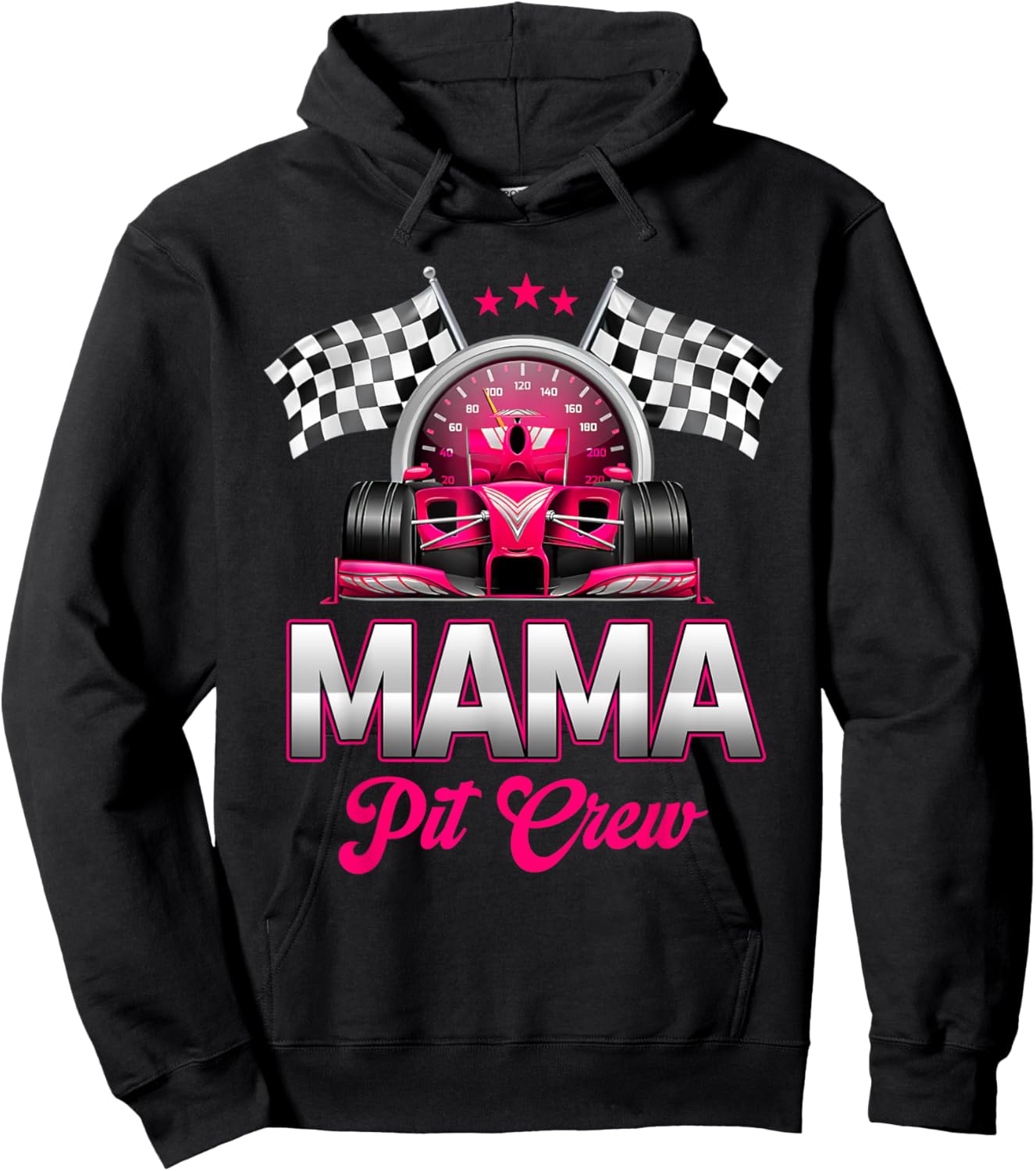 Mama Pit Crew Race Car Birthday Girl Party Racing Family Hoodie - Hoodie | Black