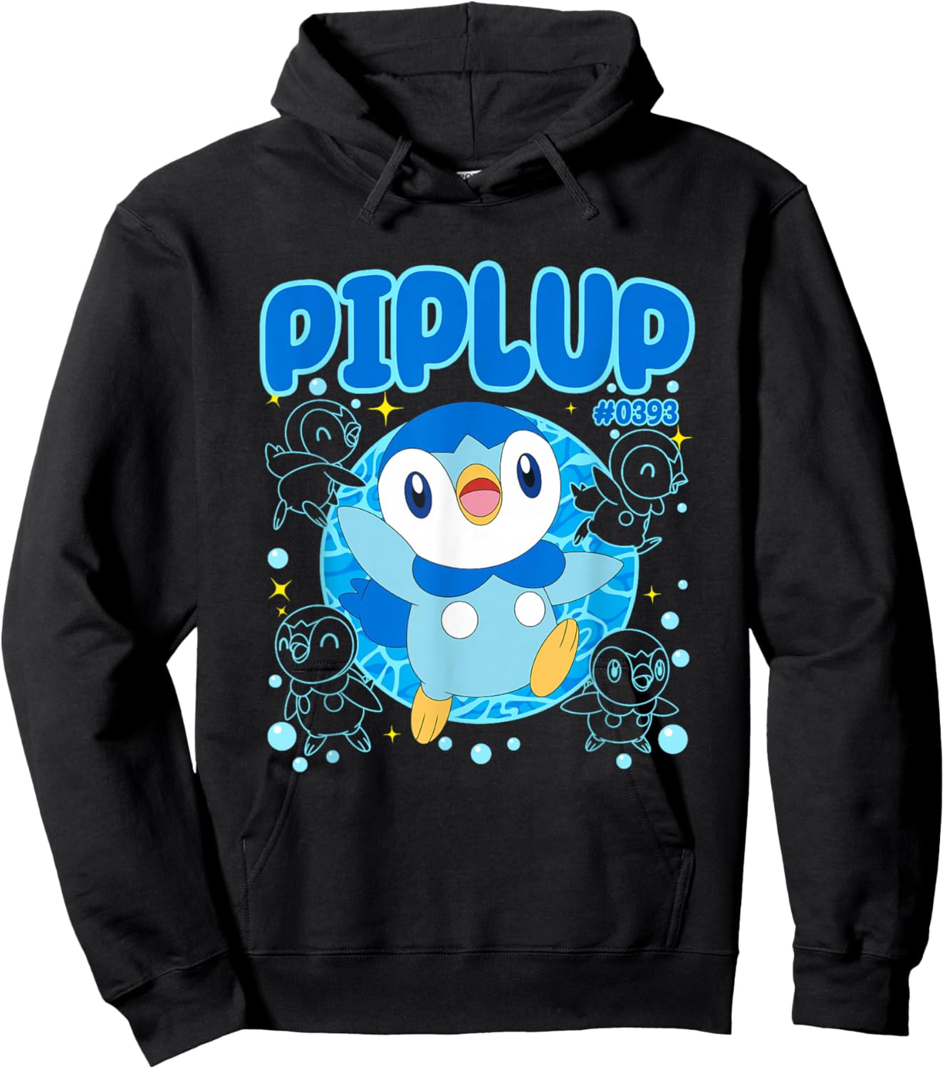Pokémon Cute Happy Piplup #0393 Collage Big Chest Poster Hoodie - Hoodie | Black