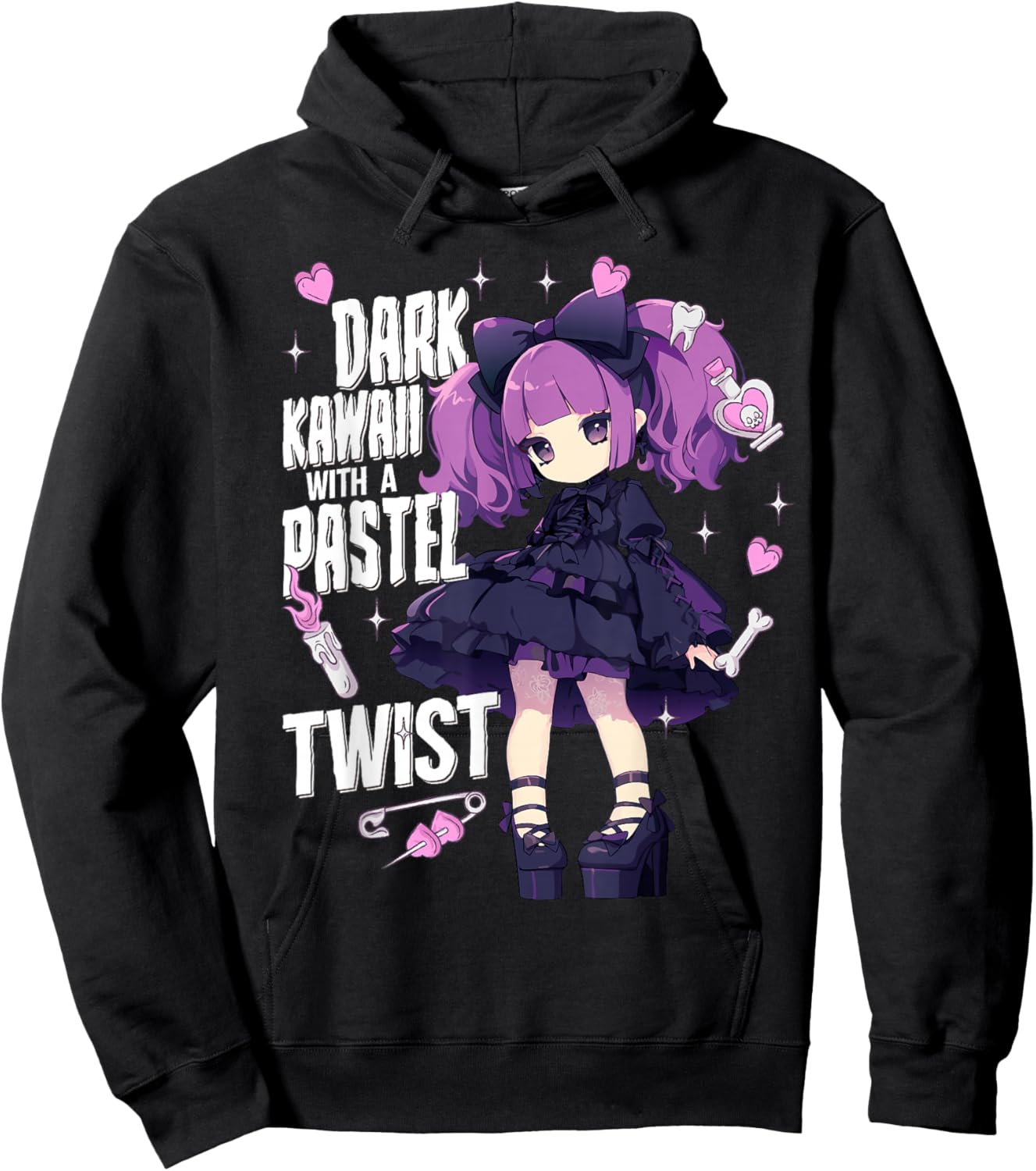 Dark Kawaii With A Pastel Twist Aesthetic Hoodie - Hoodie | Black