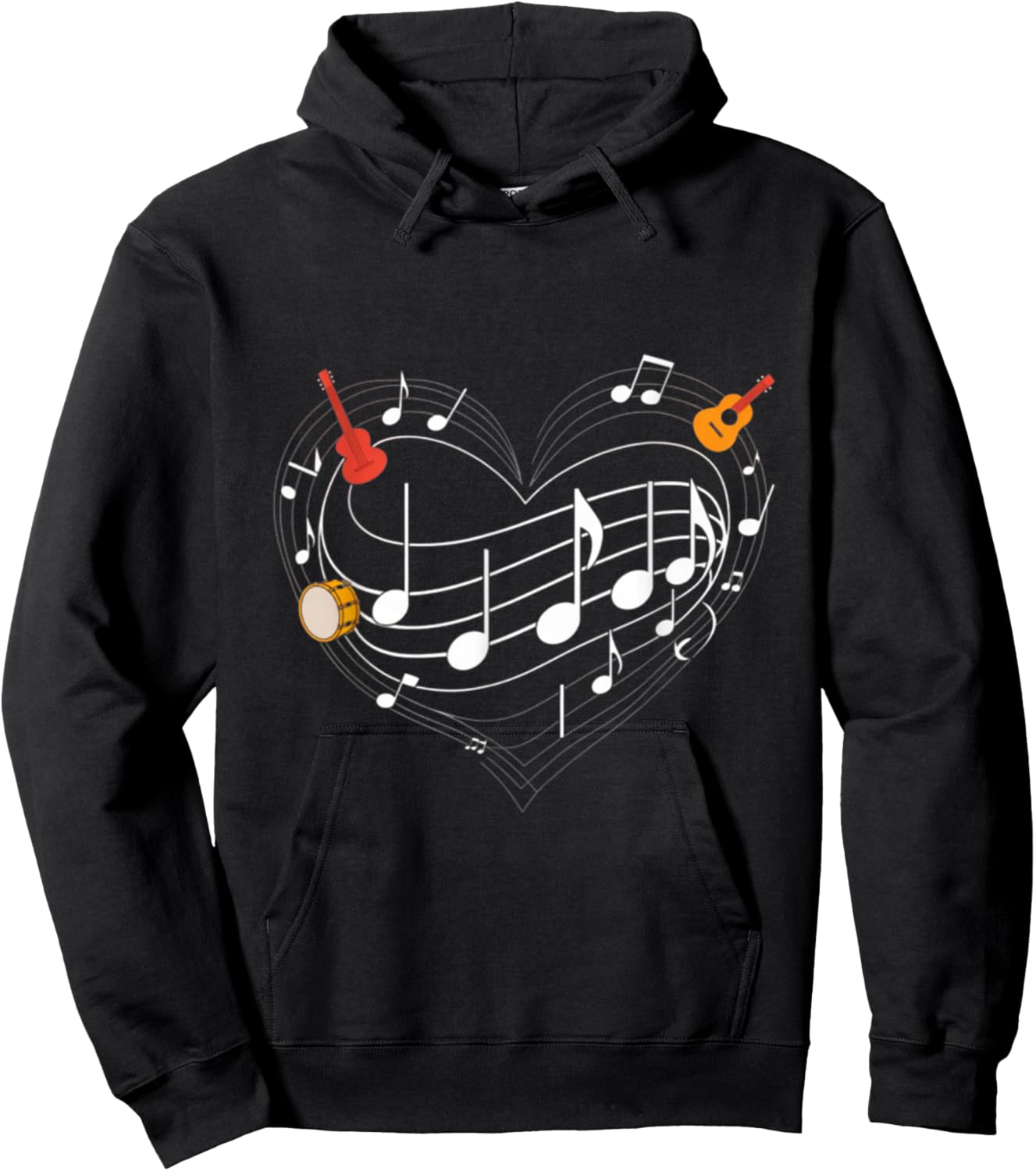I Heart Music Musical Heart I Love Music Memes Hoodie - Hoodie | Black