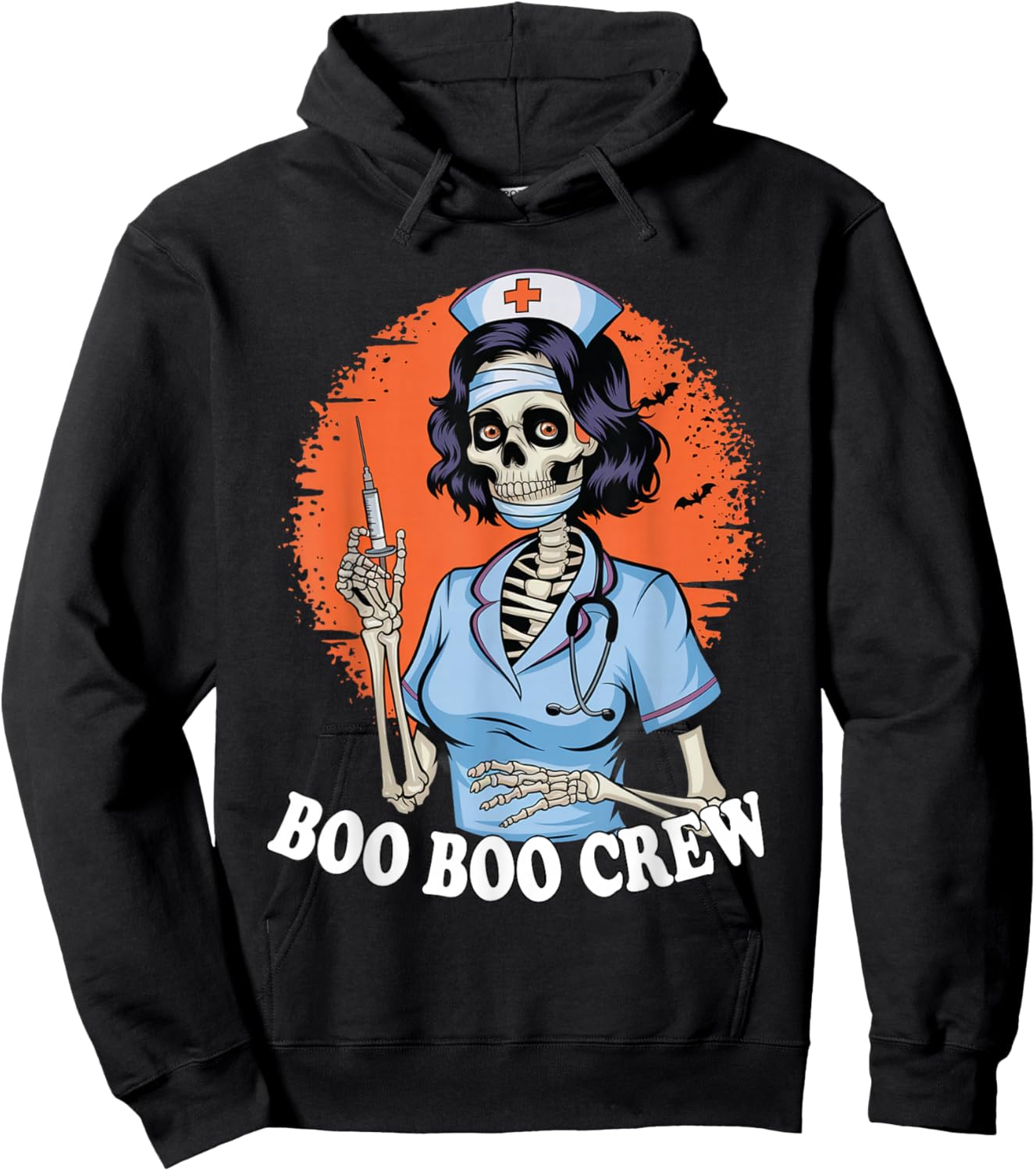 Boo Boo Crew Halloween Nurse Skeleton Zombie Ghost Hoodie - Hoodie | Black