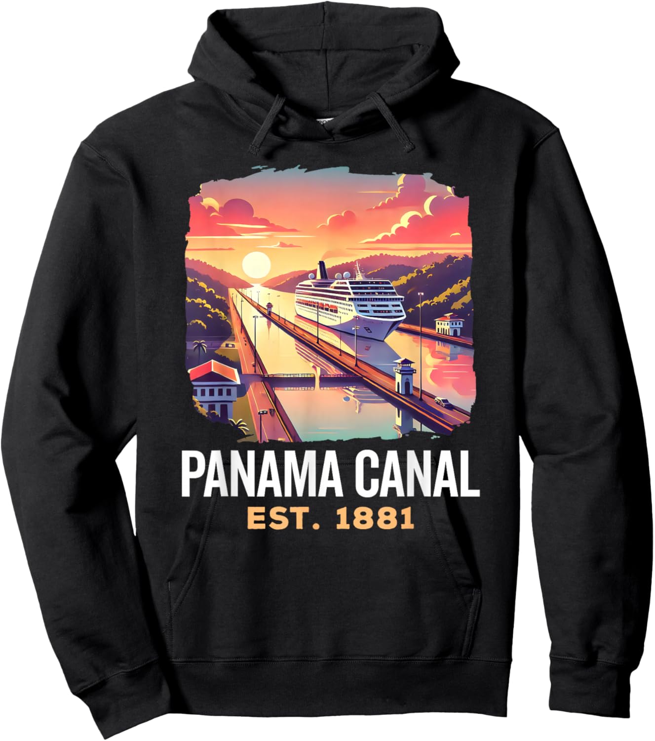 Vintage Panama Canal, Vintage Panama Canal Souvenir, Cruise Hoodie - Hoodie | Black