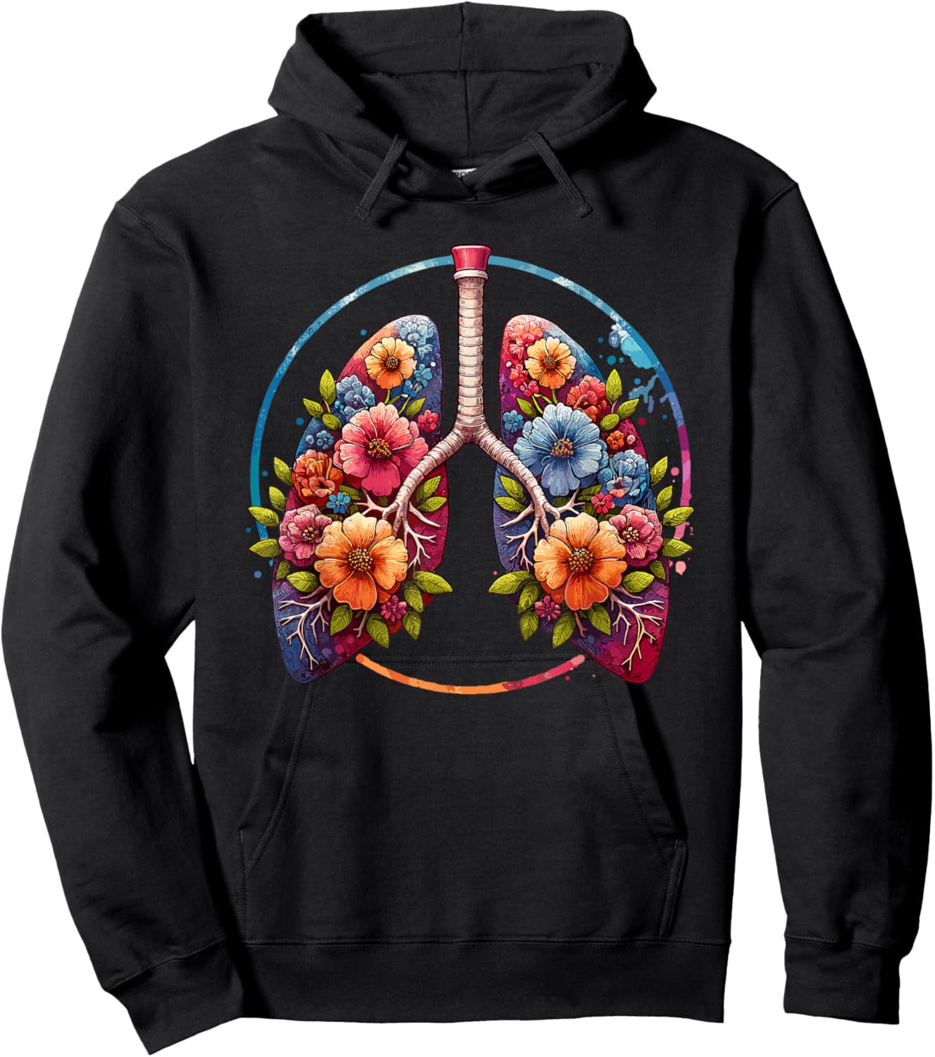 Floral Lung Respiratory Therapist Hoodie - Hoodie | Black