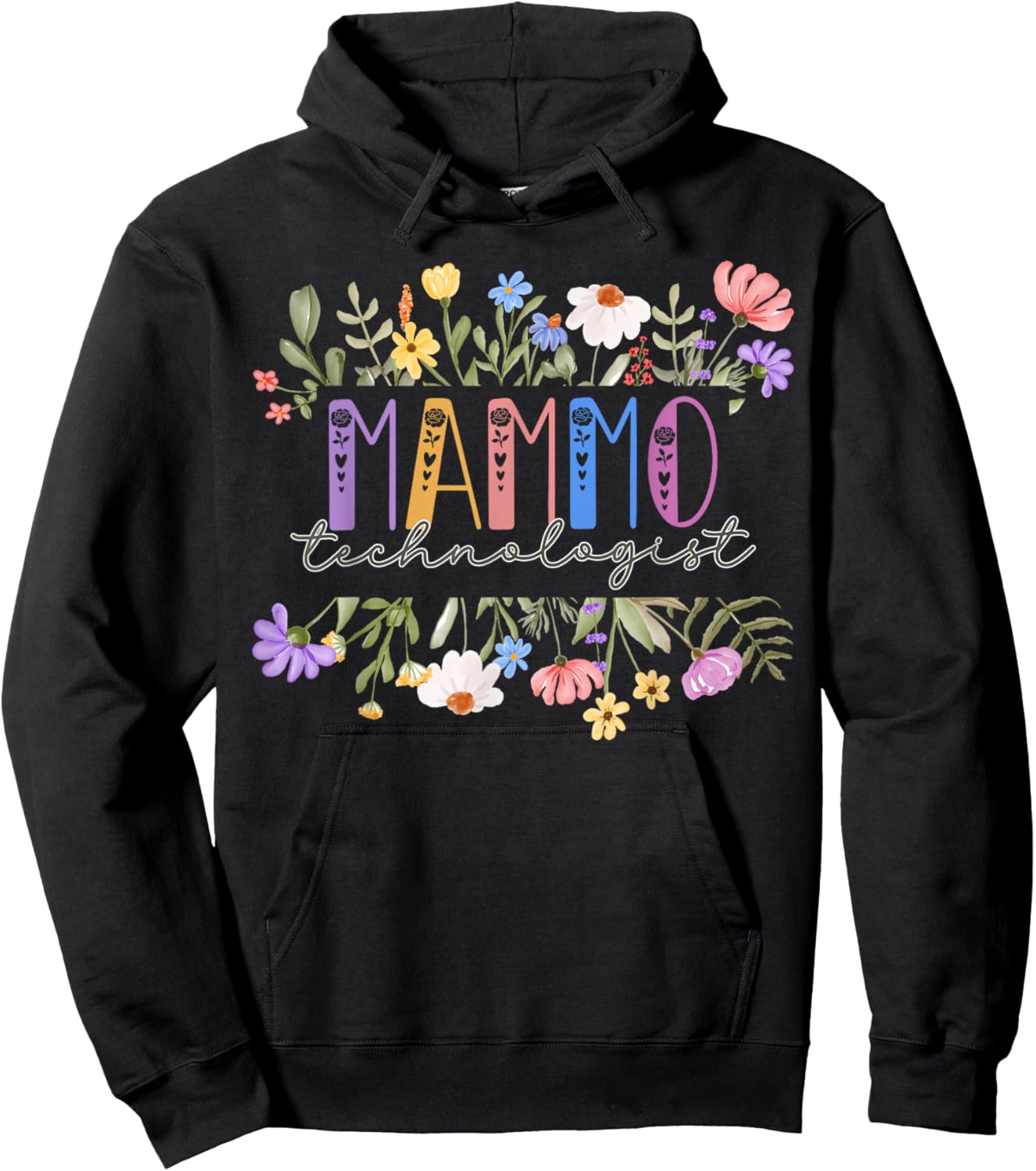 Floral Mammo Technologist Mammogram Mammography Tech Hoodie - Hoodie | Black