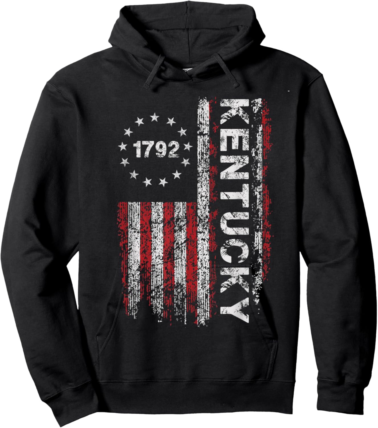 1792 Kentucky State US Flag Vintage Women Youth Hoodie - Hoodie | Black