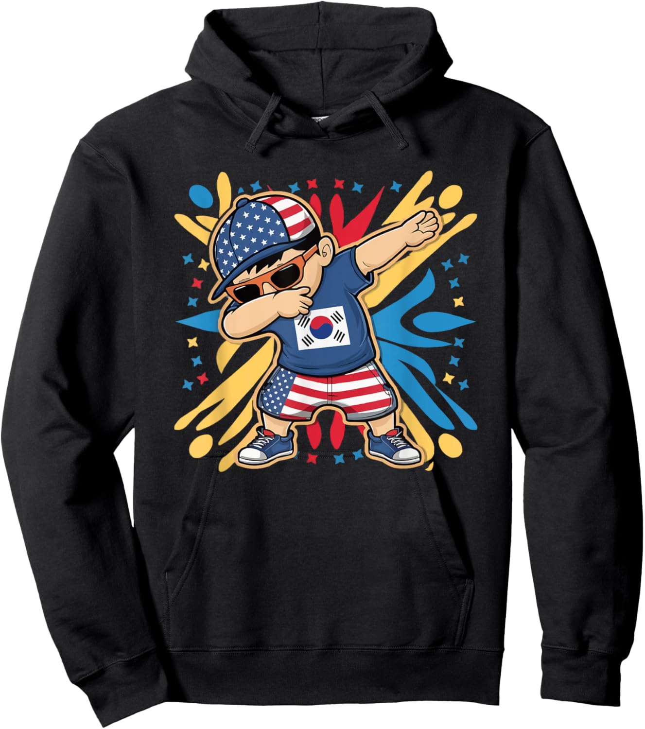 Half Korean Half American USA Flag South Korea America Hoodie - Hoodie | Black