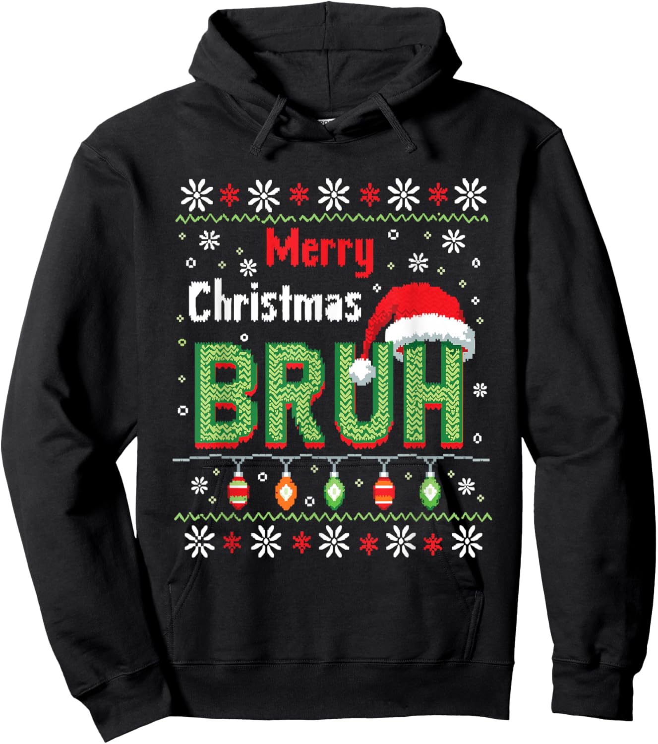 Merry Christmas Bruh Funny Meme Xmas Celebration Hoodie - Hoodie | Black