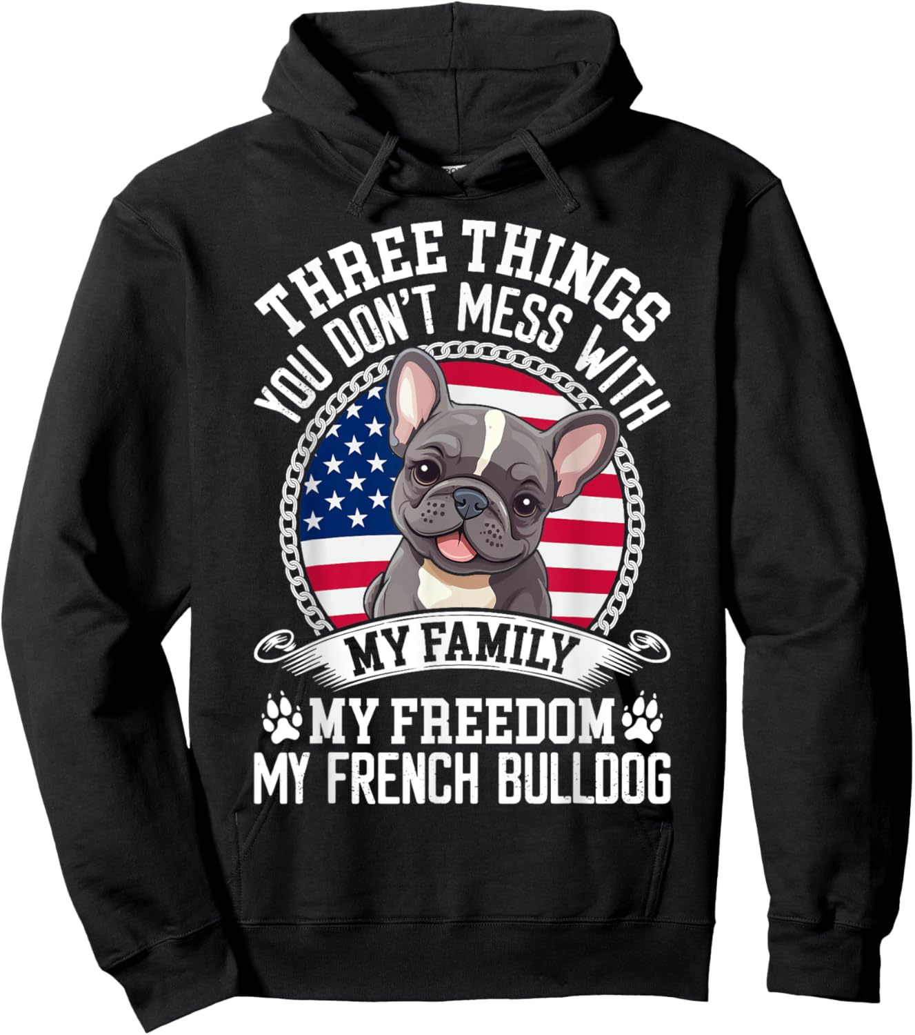Patriotic French Bulldog American Flag Dog Paw 4th Of July Men Women Kids Hoodie - Hoodie | Black