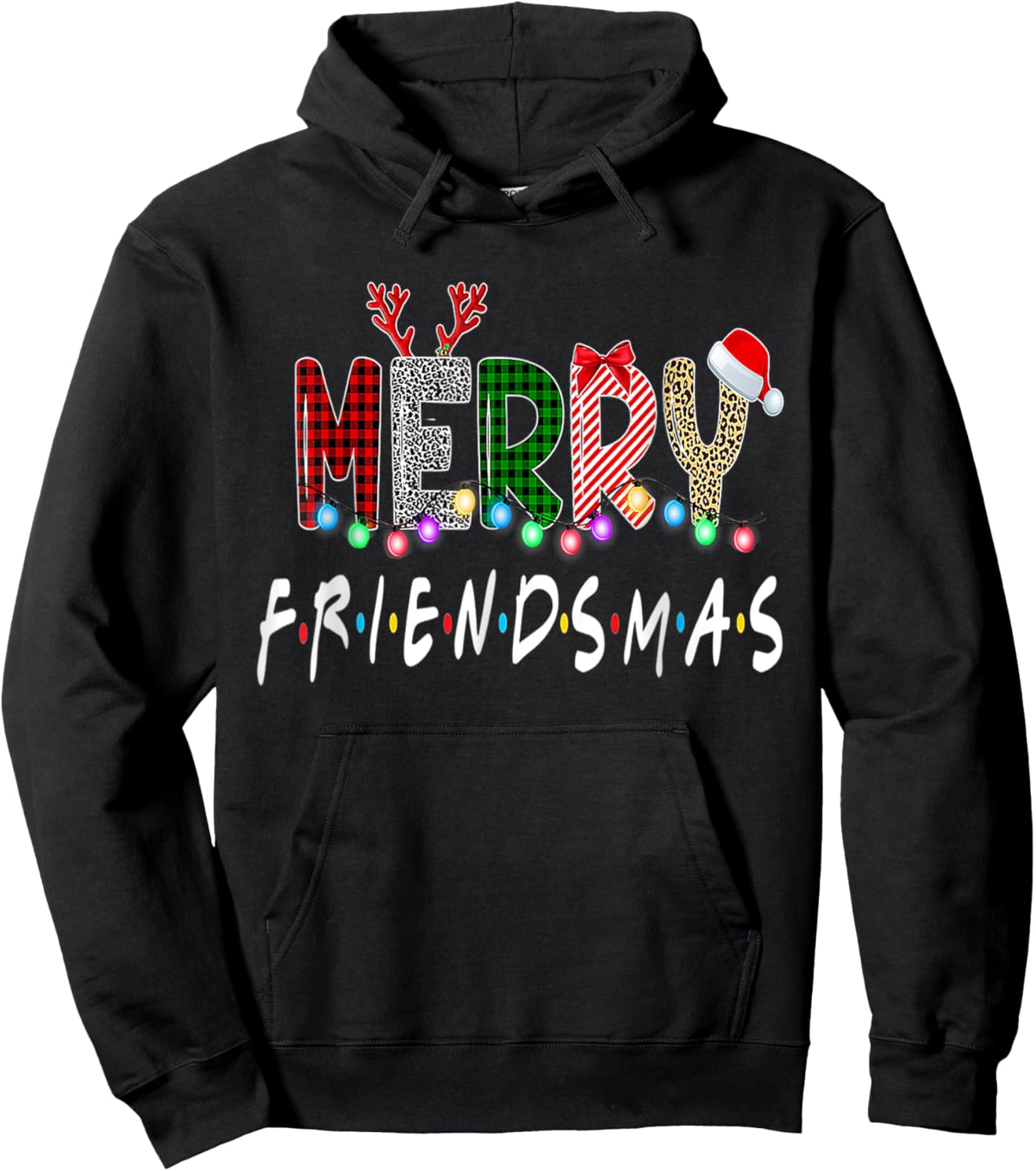 Merry Friendsmas Friends Christmas Matching Xmas Gifts Black Hoodie - Hoodie | Black