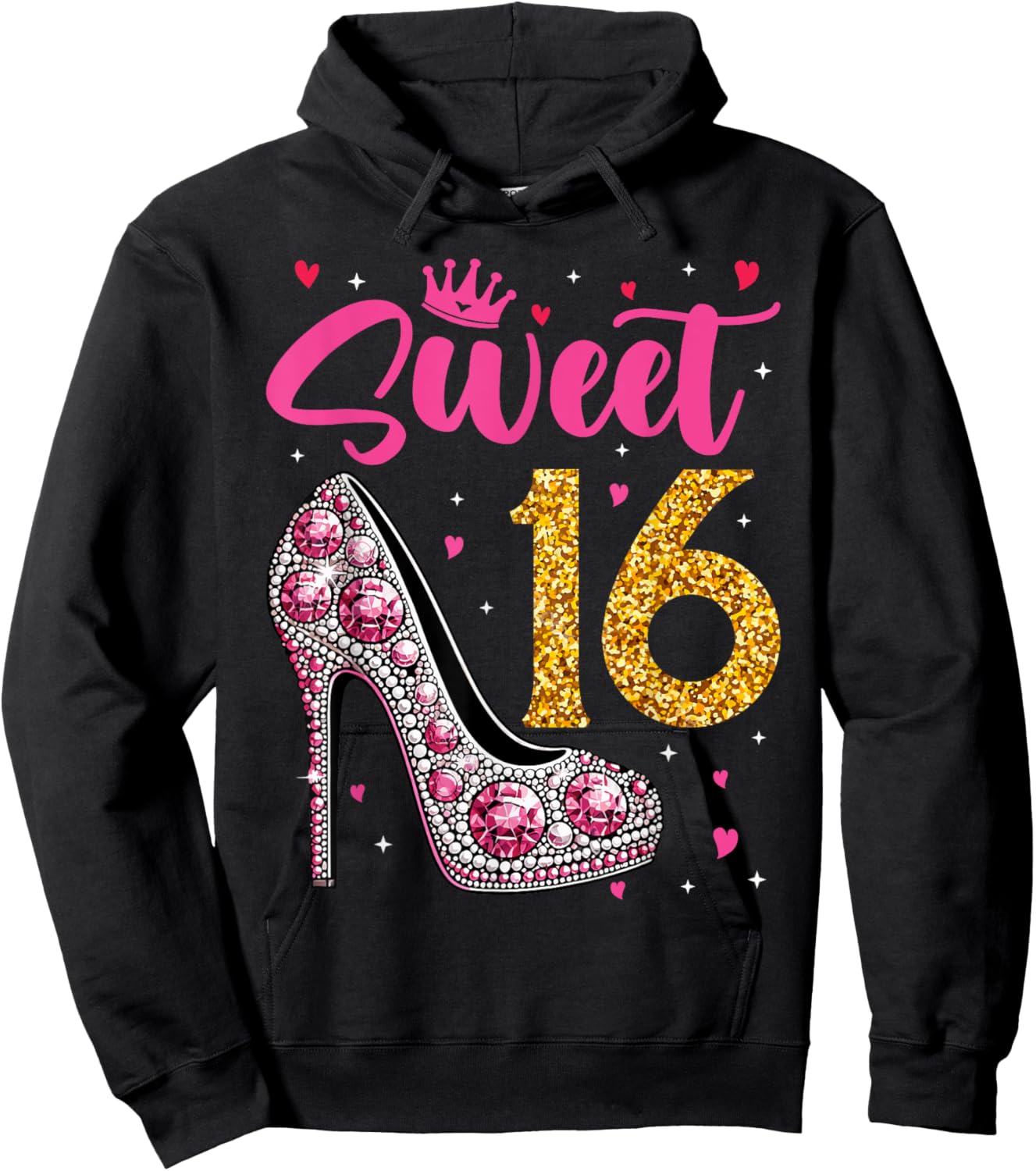 Sweet 16 Design I Rose Balloon Decoration Birthday Outfit Hoodie - Hoodie | Black