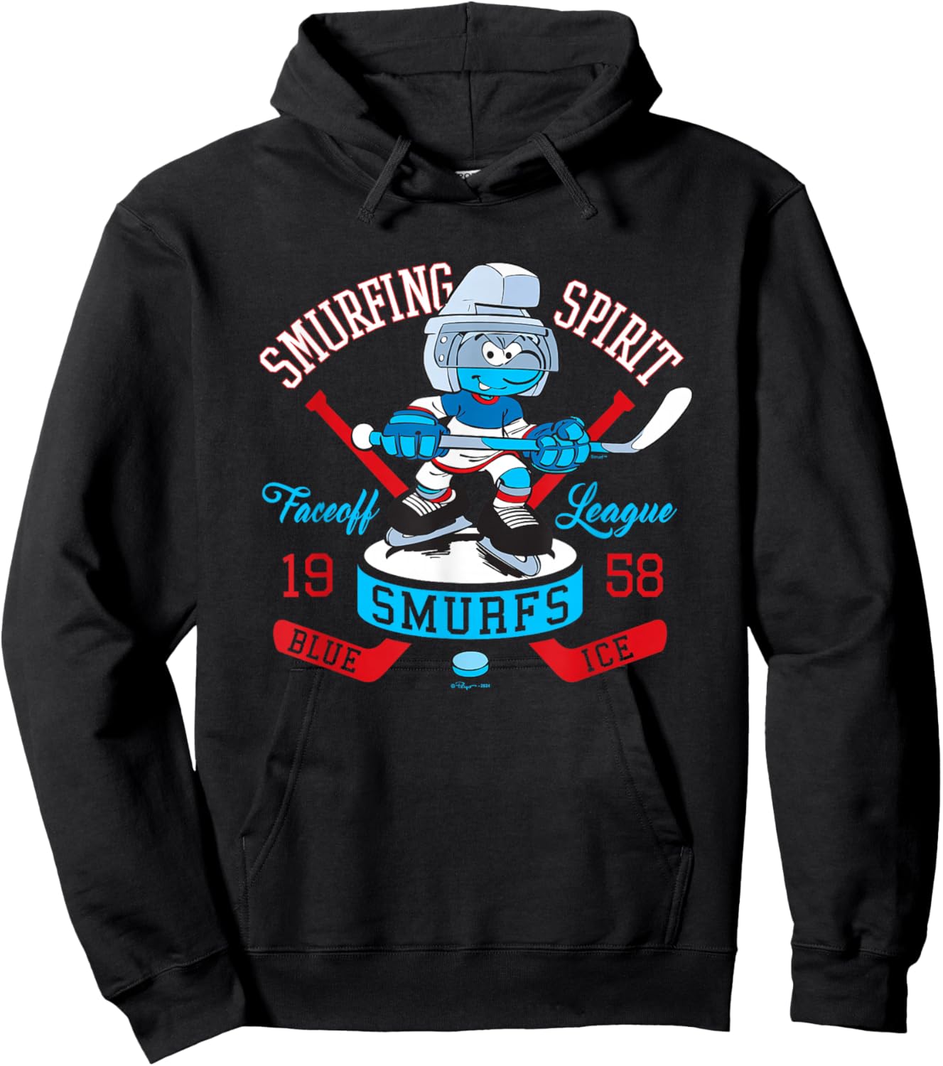 The Smurfs Blue Ice Faceoff Hockey League Hoodie - Hoodie | Black