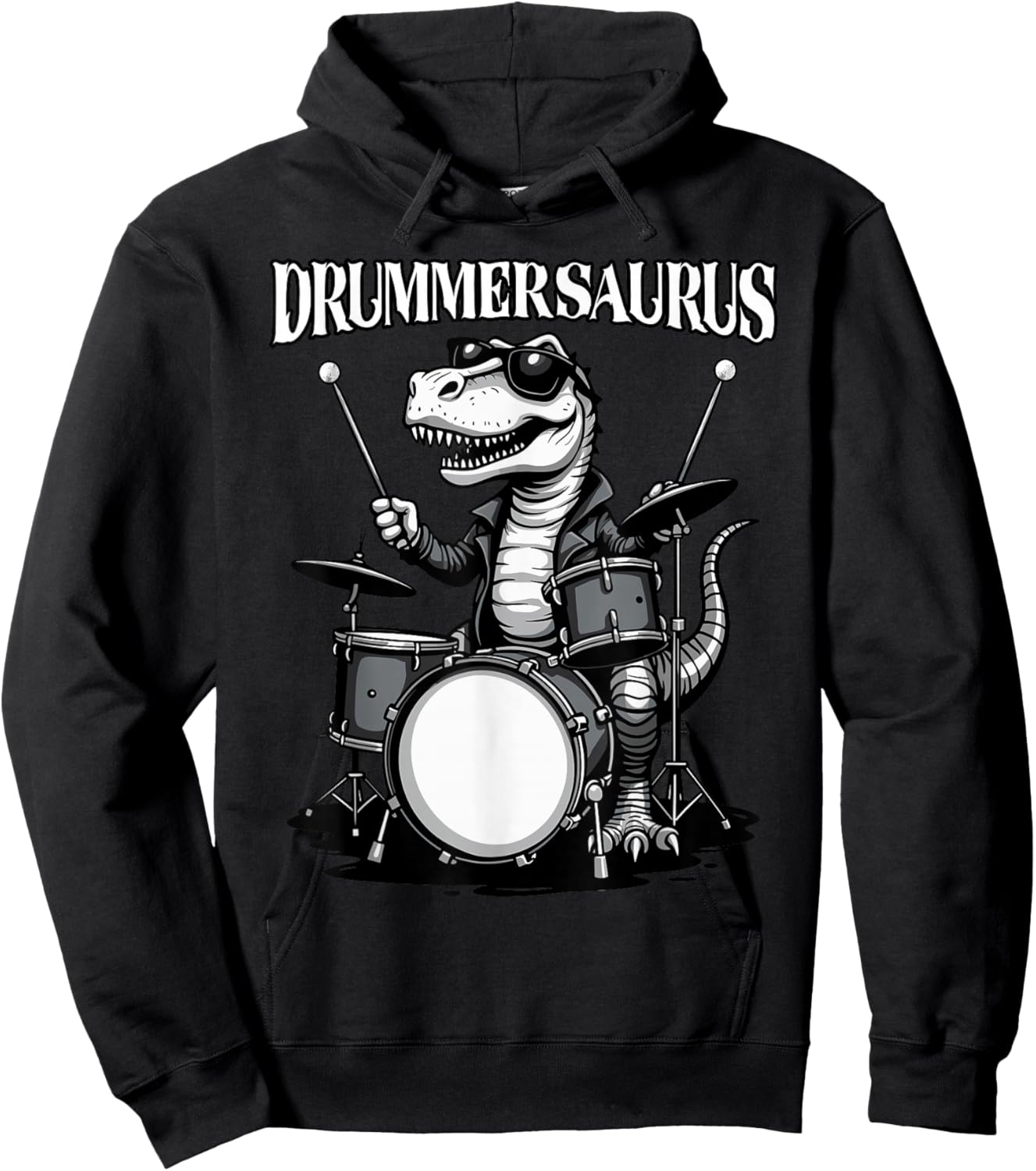 Drummer Men, Drums | Funny Dinosaur, Musician, Drummersaurus Hoodie - Hoodie | Black