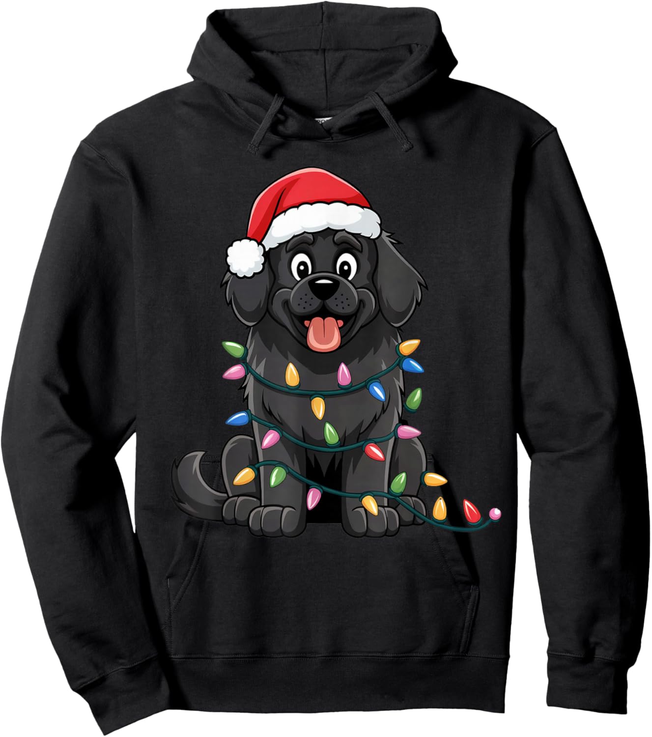 Newfoundland Christmas Lights Xmas Dogs Gifts Women Hoodie - Hoodie | Black