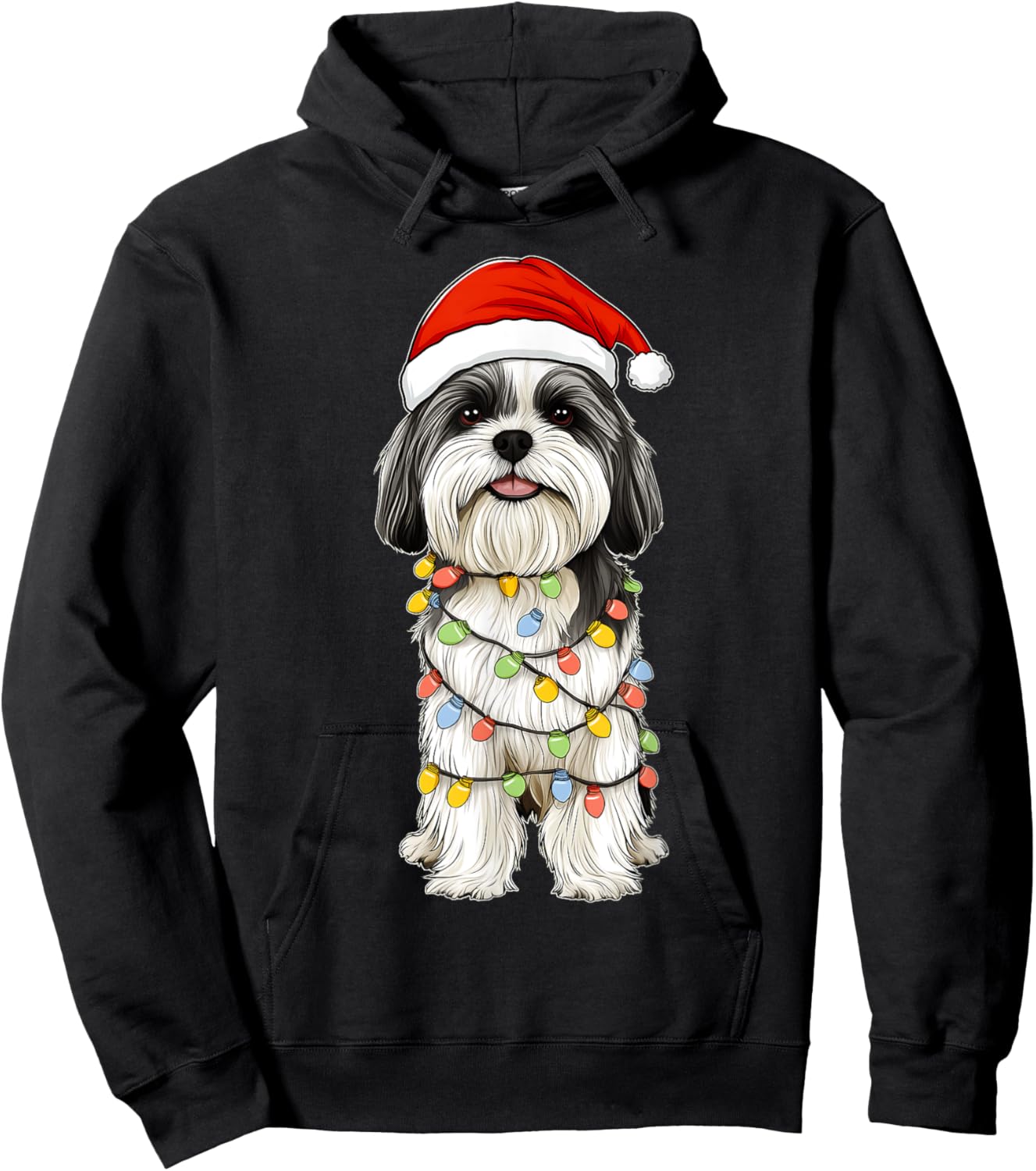 Havanese Dog Christmas Hat Xmas Men Women Kids Hoodie - Hoodie | Black