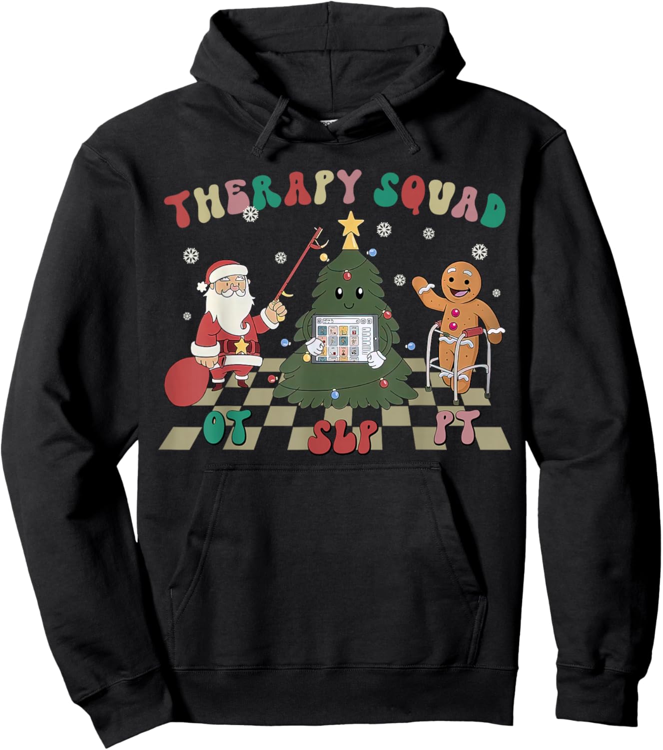 Retro Therapy Squad SLP OT PT Team Christmas Speech Physical Hoodie - Hoodie | Black