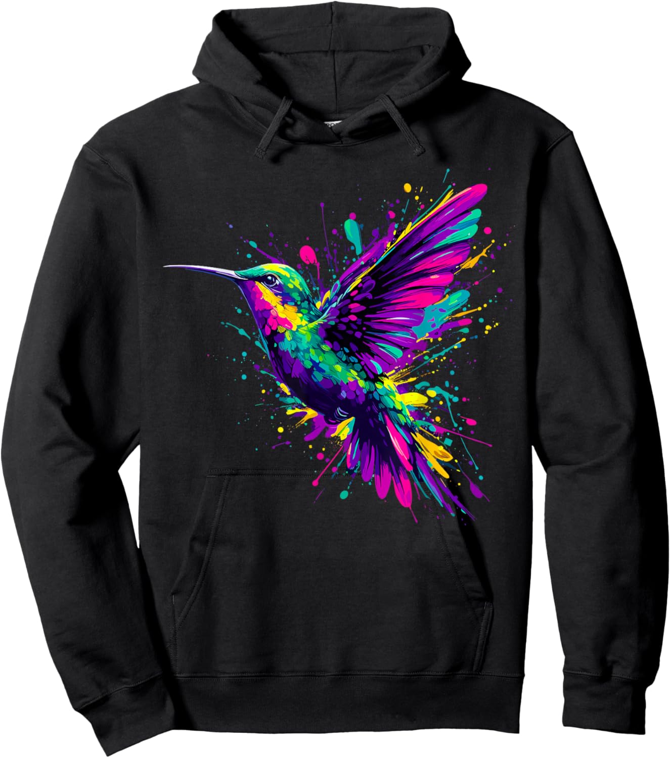 Hummingbird Colorful Hoodie - Hoodie | Black