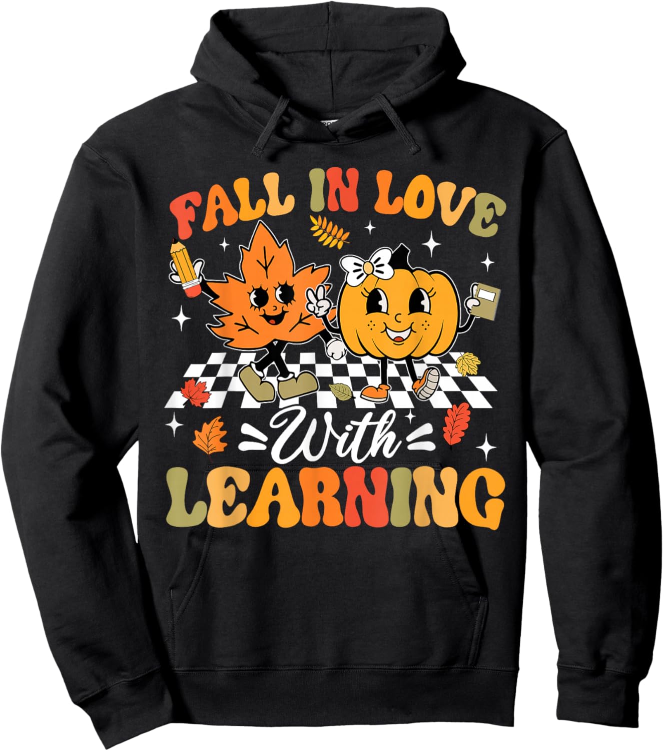 Fall In Love With Learning Fall Teacher Thanksgiving Retro Hoodie - Hoodie | Black