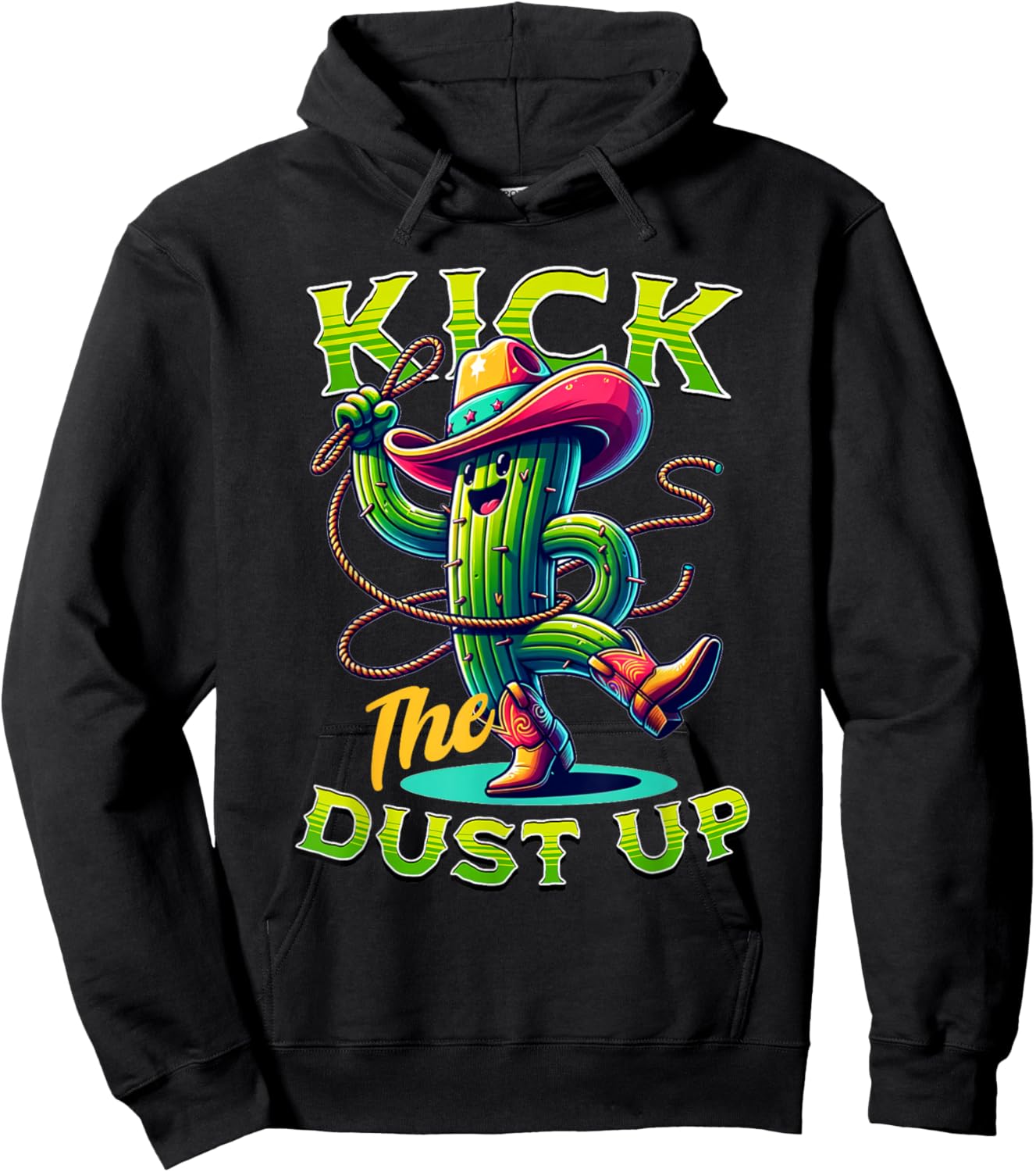 Kick the Dust Up - Funny Cactus Cowboy Country Line Dancing Hoodie - Hoodie | Black