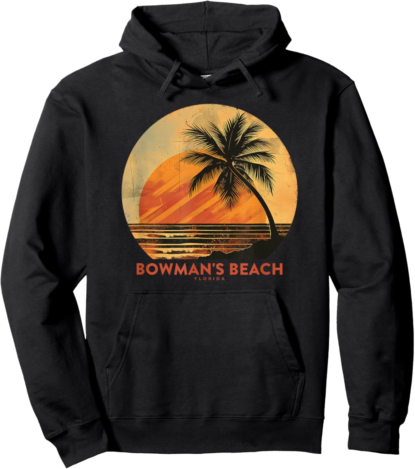 Bowman's Beach Sanibel Island FL Florida Palm Tree Vintage Hoodie - Hoodie | Black