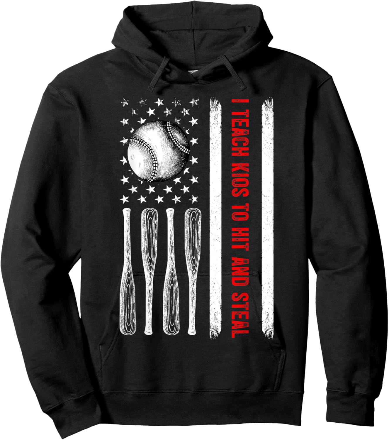I Teach Kids to Hit and Steal - Baseball Coach Softball Dad Hoodie - Hoodie | Black