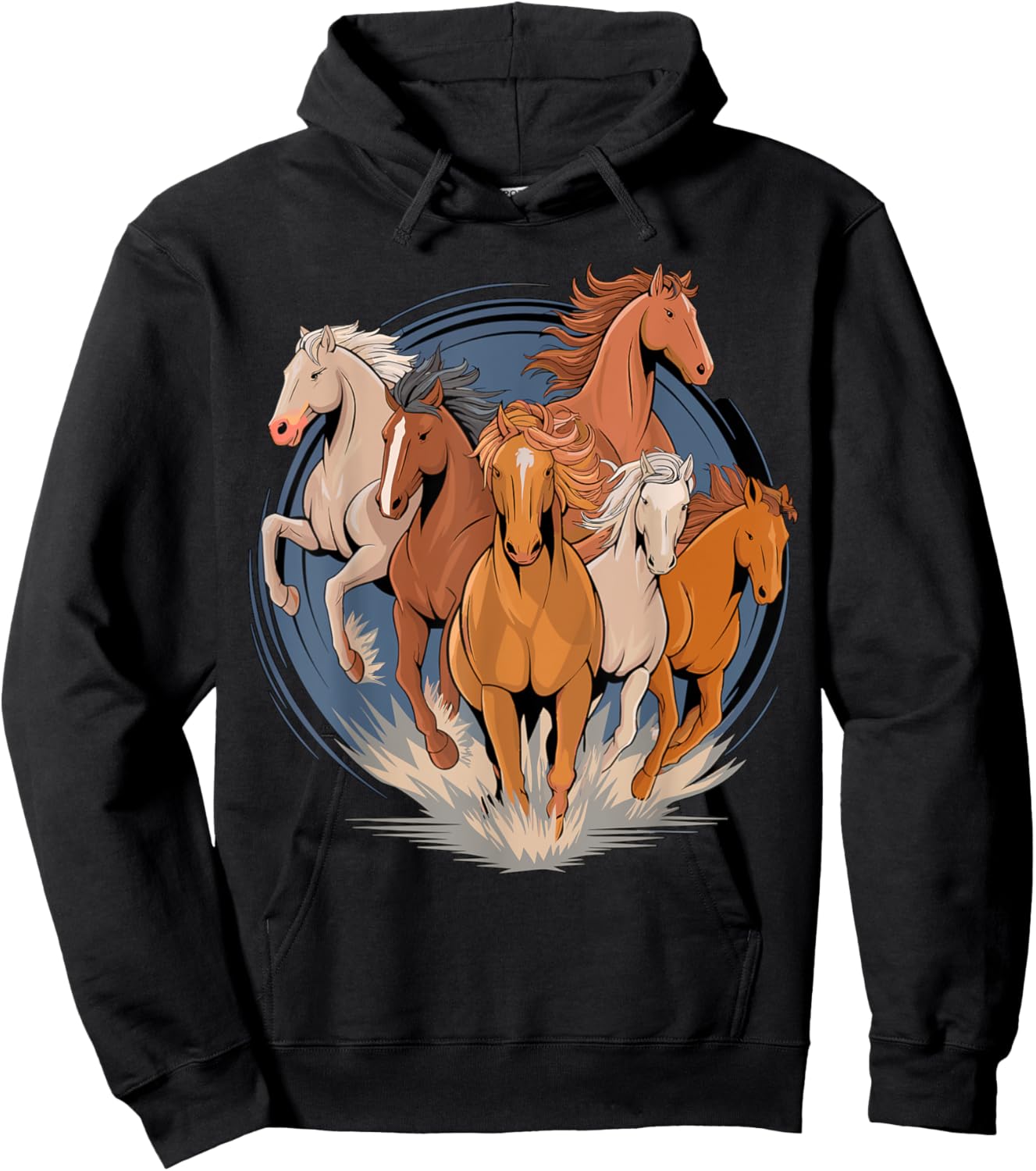 Magical and Funny Horse lover Gifts -Child Classic Fit Black Cartoon Animal-Print Hoodie - Hoodie | Black