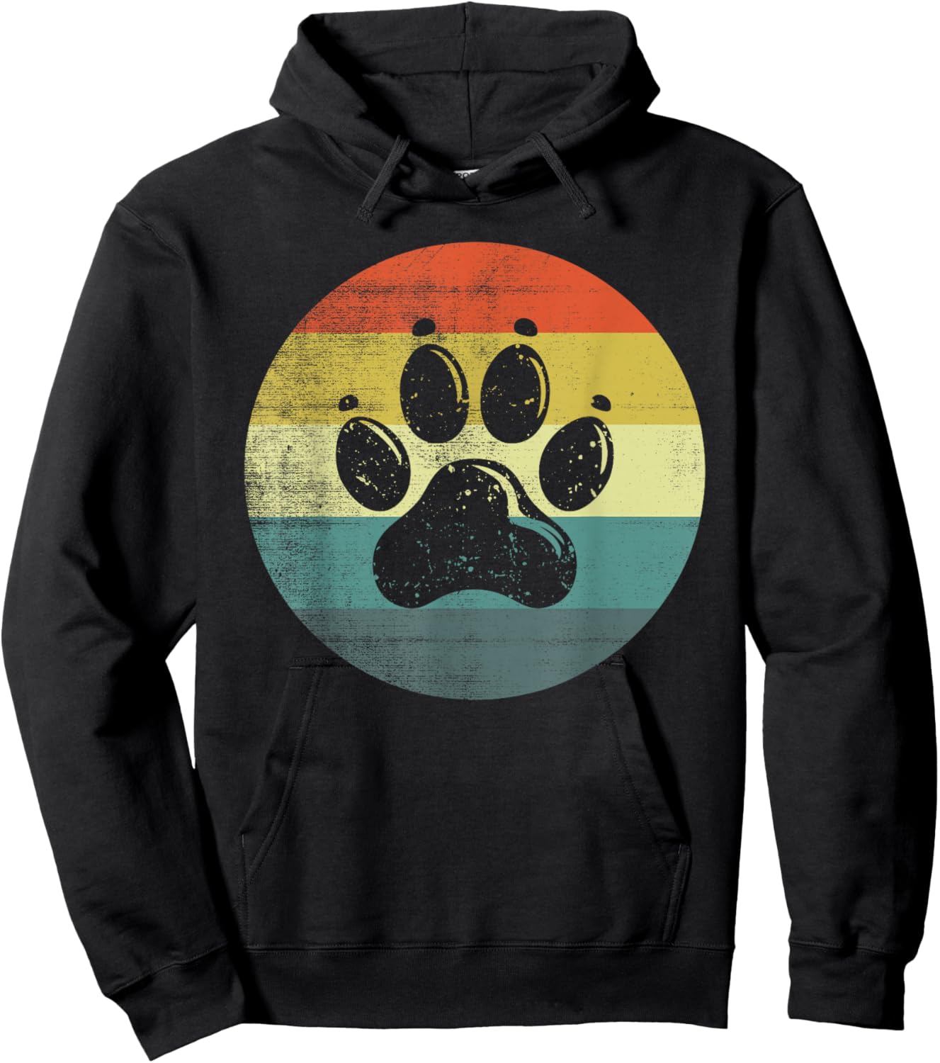 Retro Vintage Dog Paw Design Women Kids Hoodie - Hoodie | Black