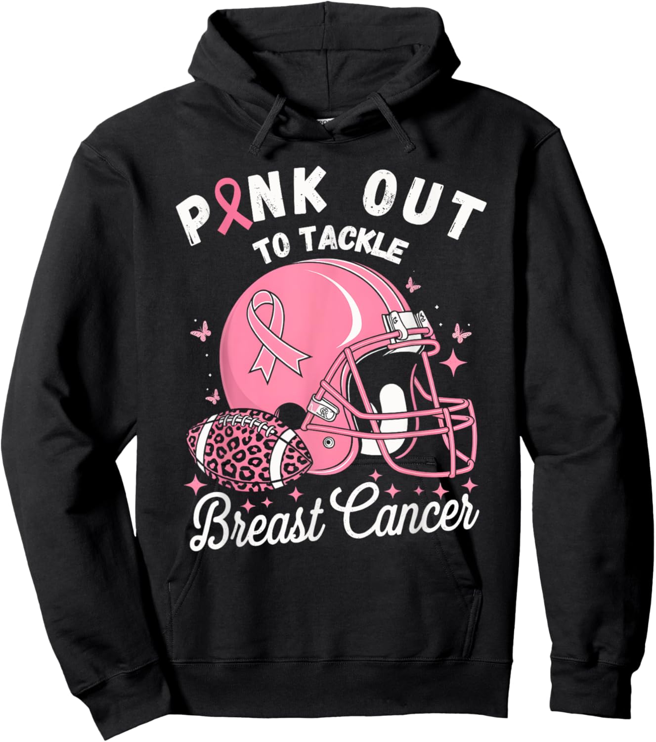 Pink Out Tackle Breast Cancer Awareness American Football Hoodie - Hoodie | Black