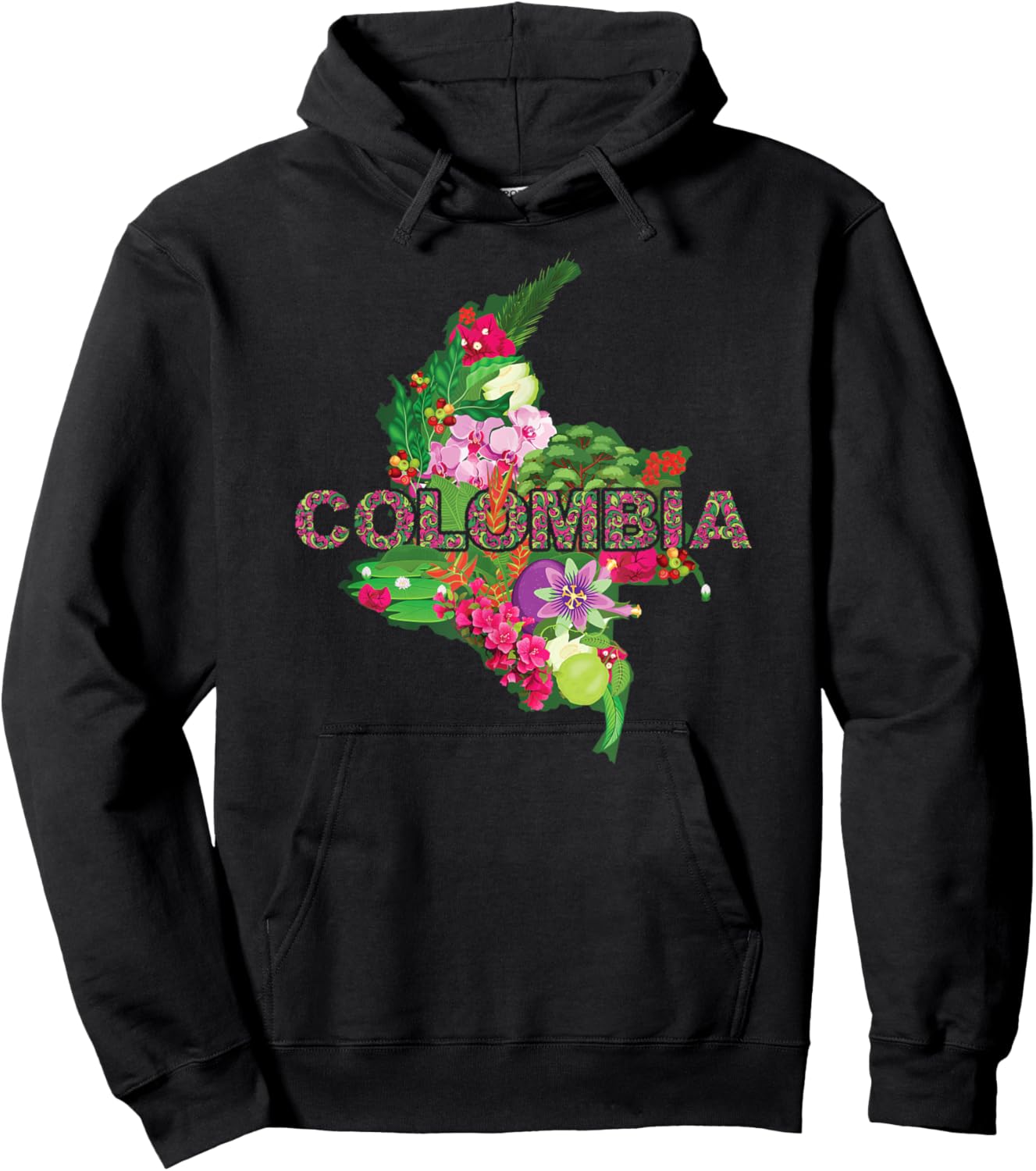 Colombia Botanical Map - Colombian Heritage Souvenir Hoodie - Hoodie | Black